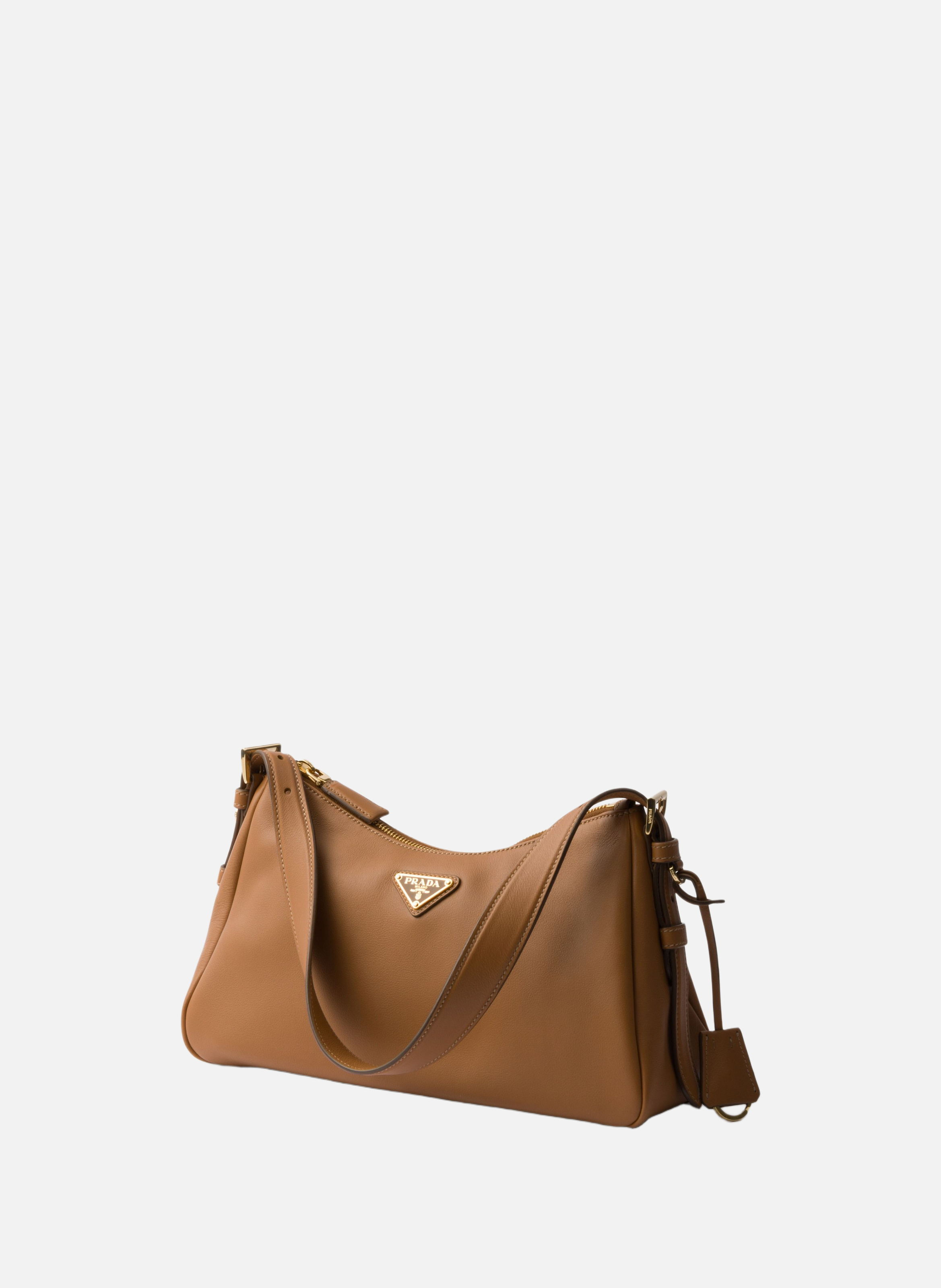 Sac porté épaule prada aimée en cuir PRADA Marron