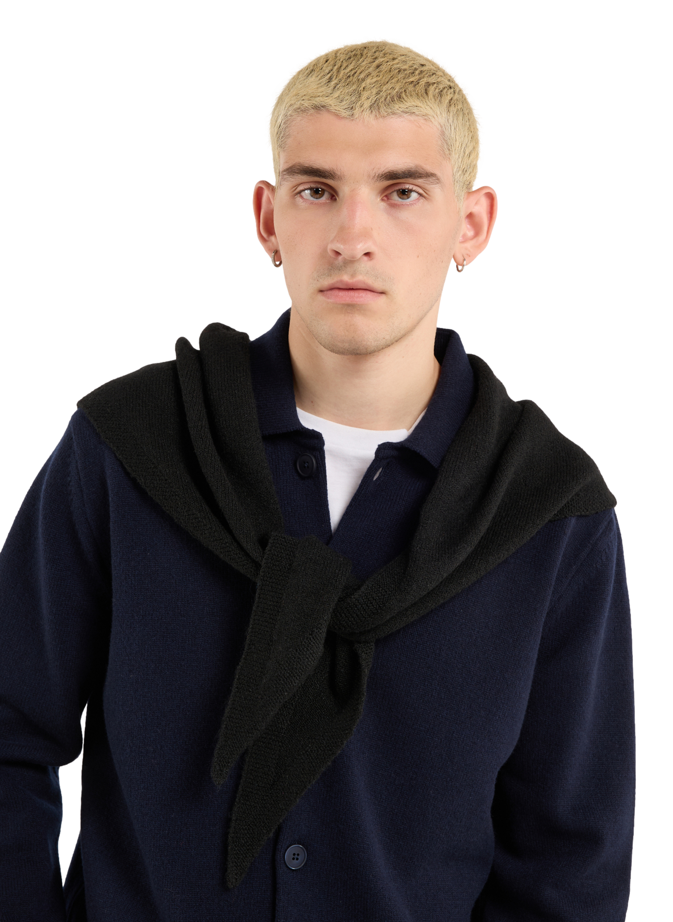 Ribbed triangle scarf SAISON 1865 Black