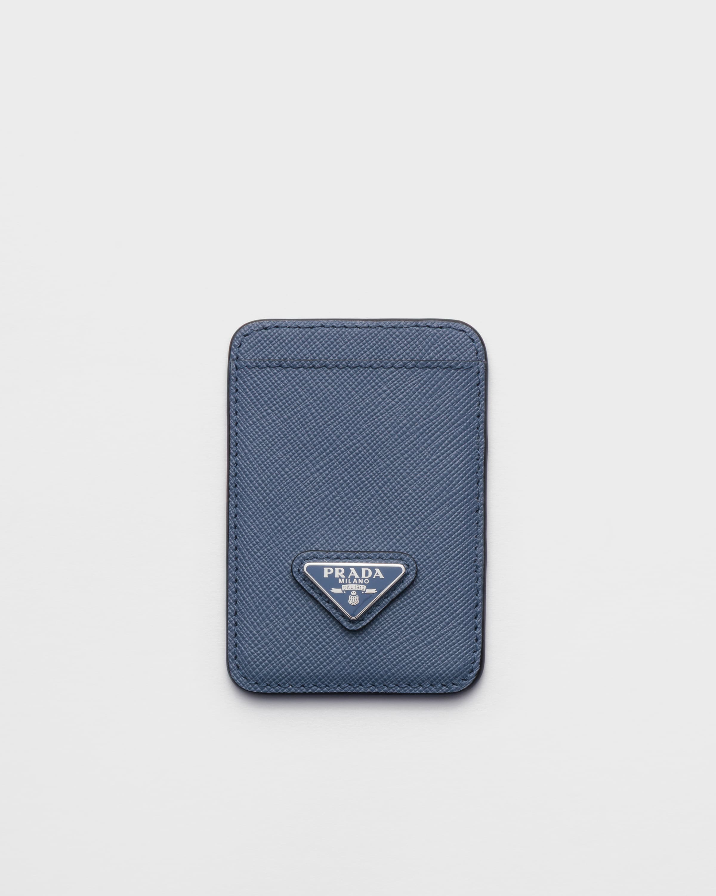 Porte-cartes en cuir saffiano PRADA Bleu