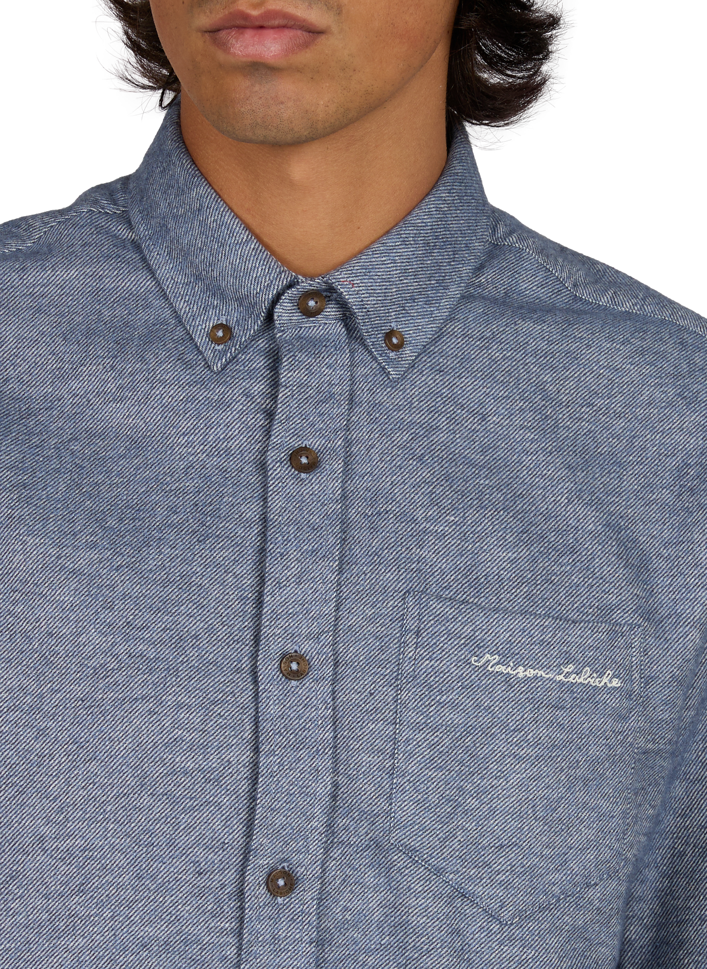 Straight button-down collar shirt in cotton MAISON LABICHE Blue