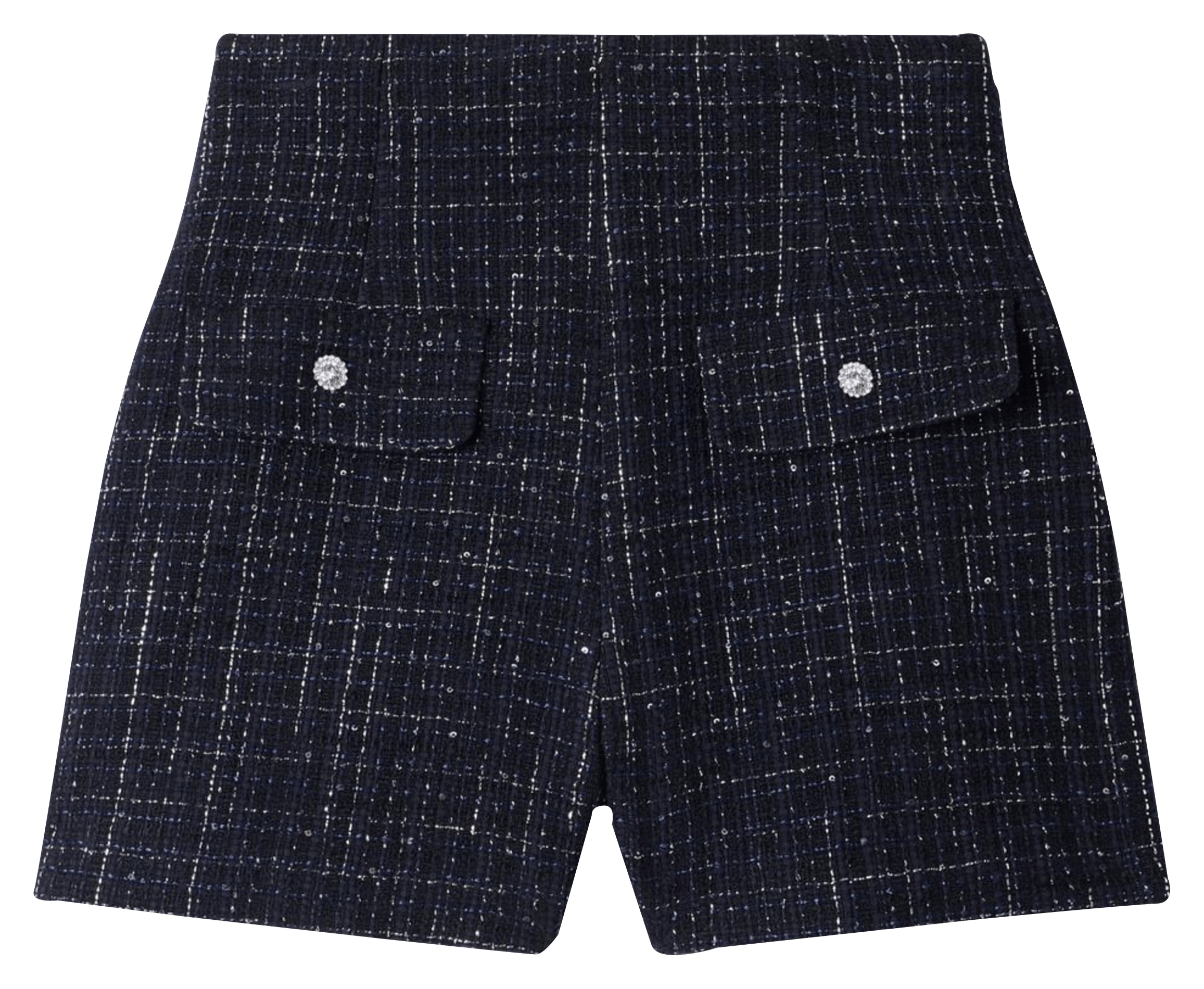 Short droit taille haute en tweed SANDRO Bleu