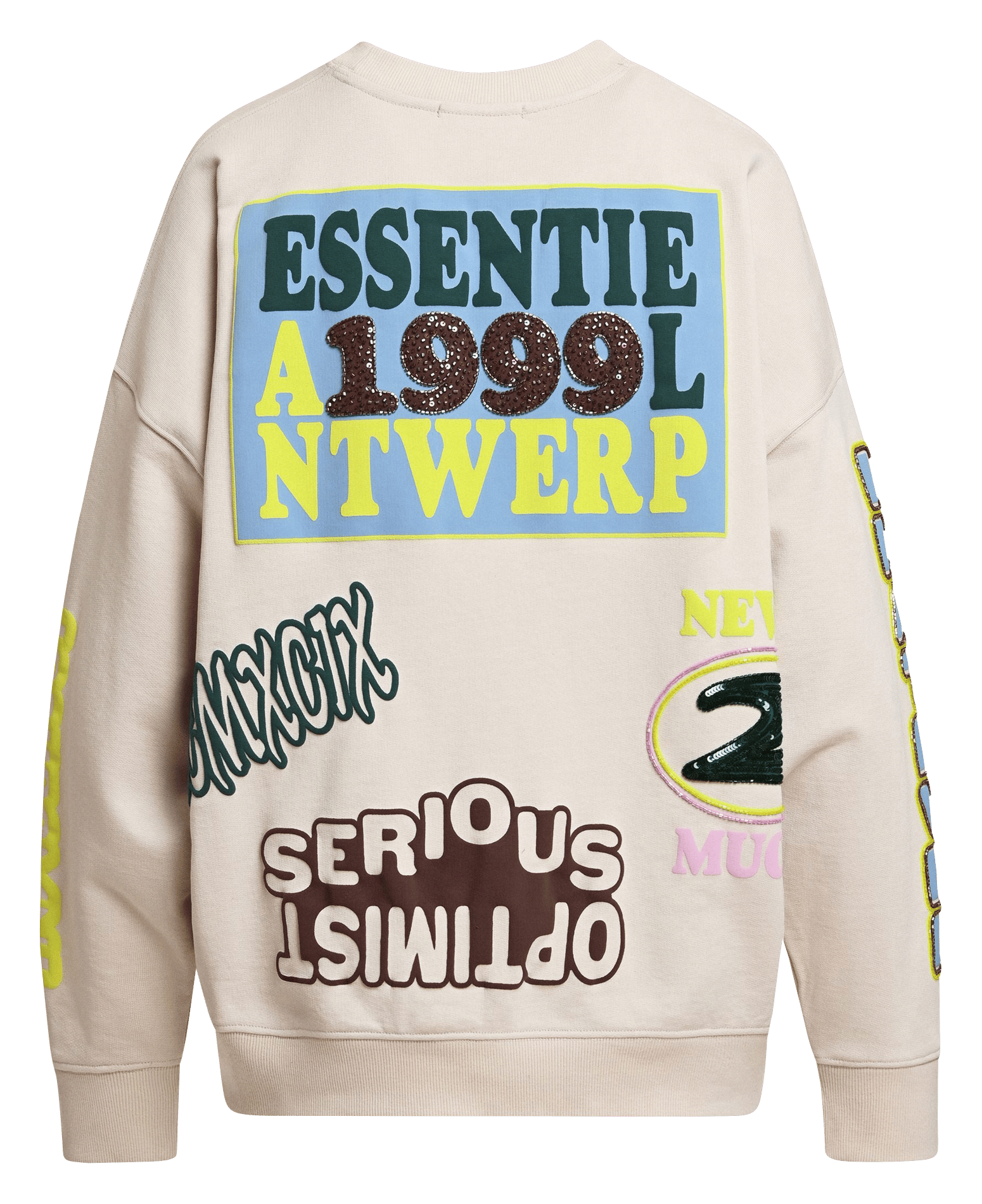 Sweat ample col rond imprimé en coton kampus ESSENTIEL ANTWERP Blanc