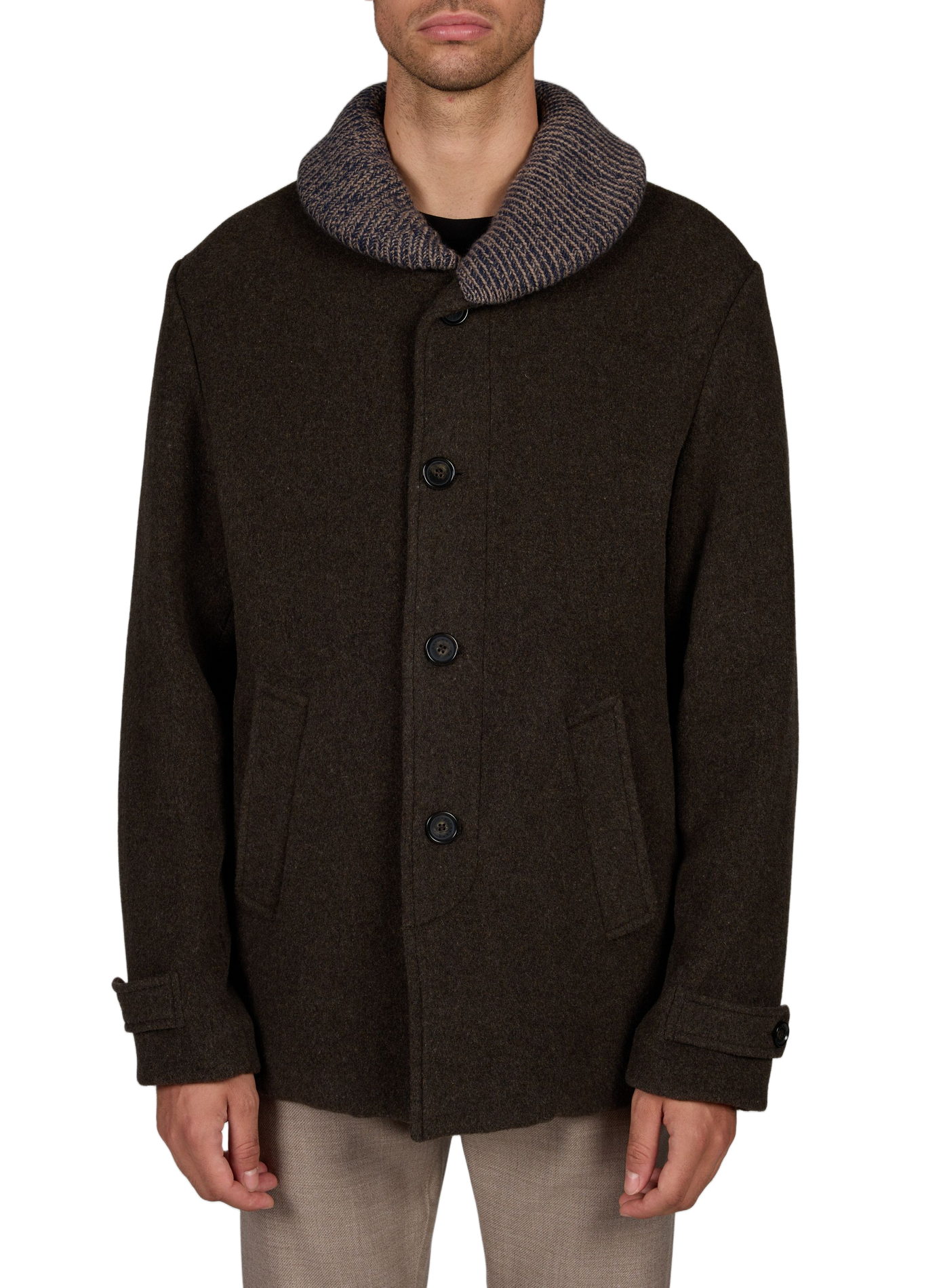 Weite Strickjacke mit Schalkragen aus Wollmischung PAUL & SHARK Braun