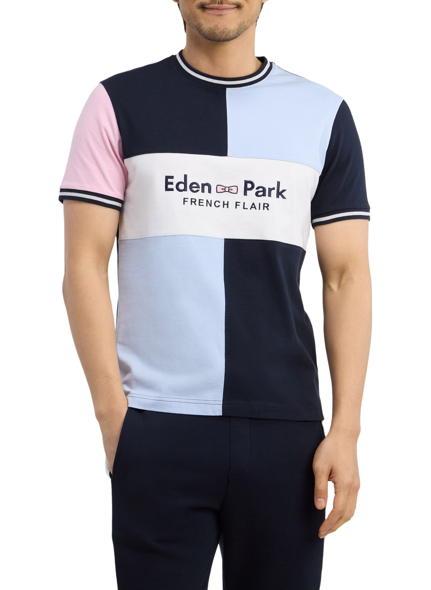 Tee-shirt col rond en coton EDEN PARK Blue