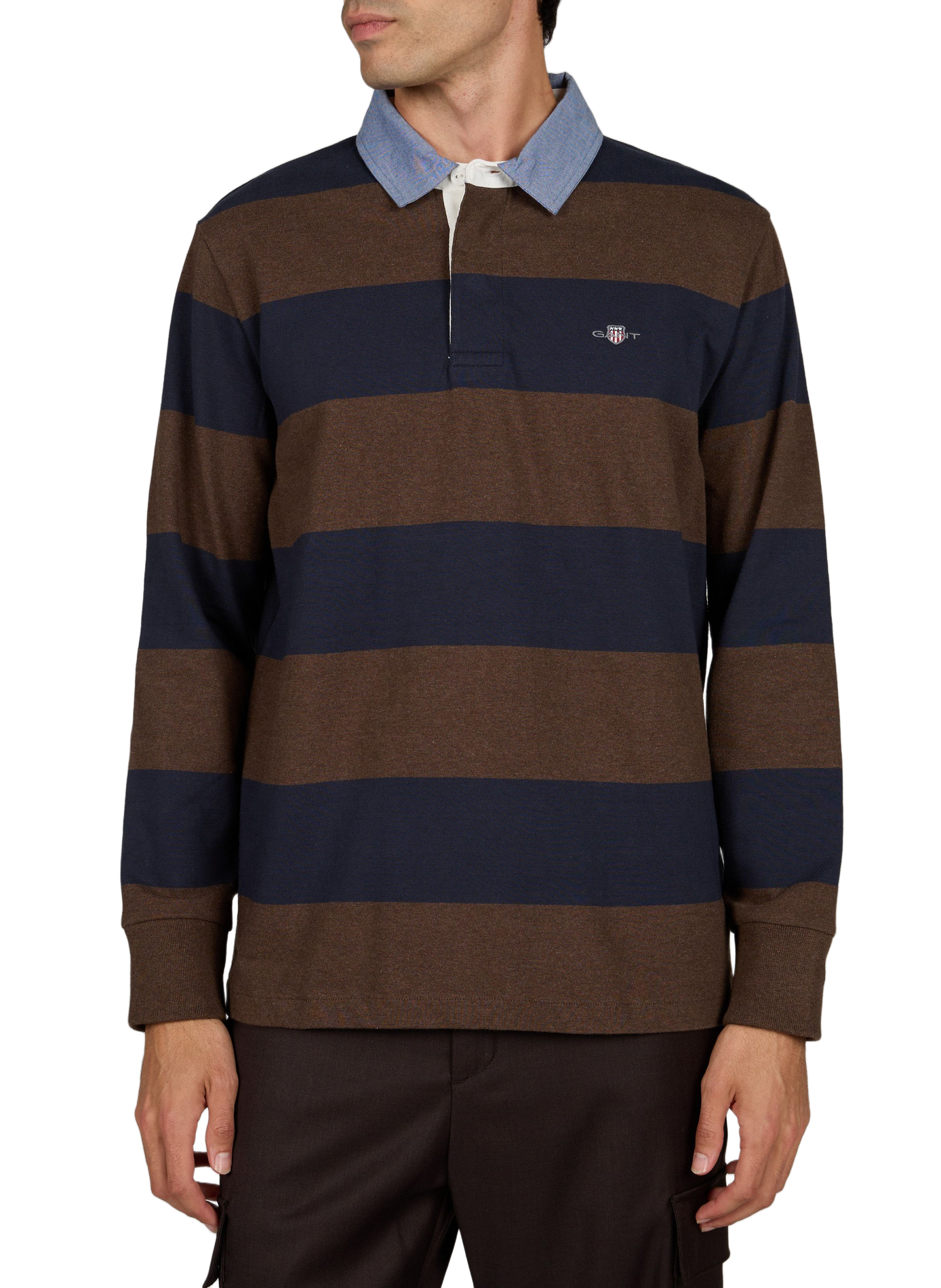 Long-sleeved cotton polo shirt GANT Brown