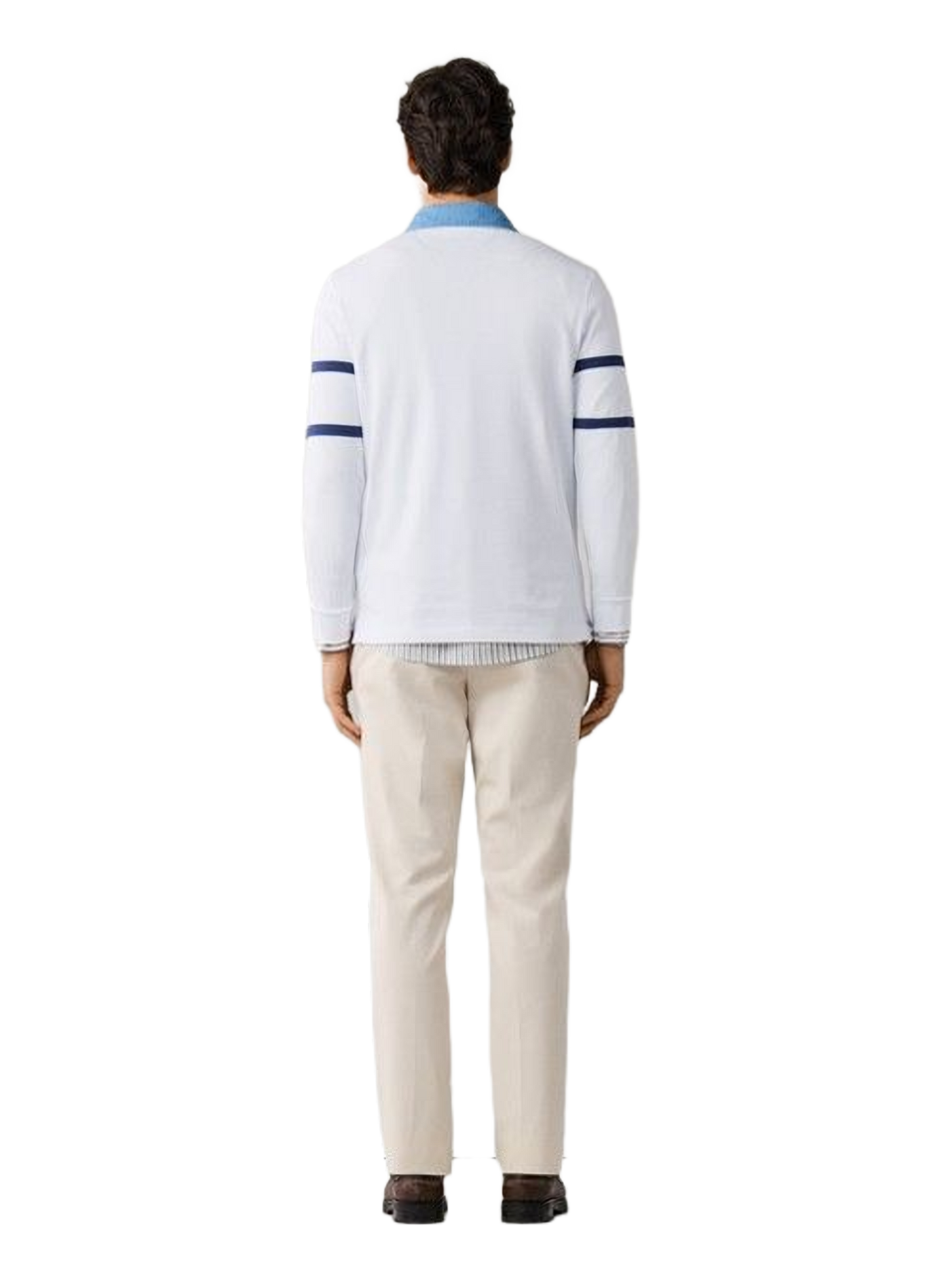 Long-sleeved striped cotton polo shirt FACONNABLE White