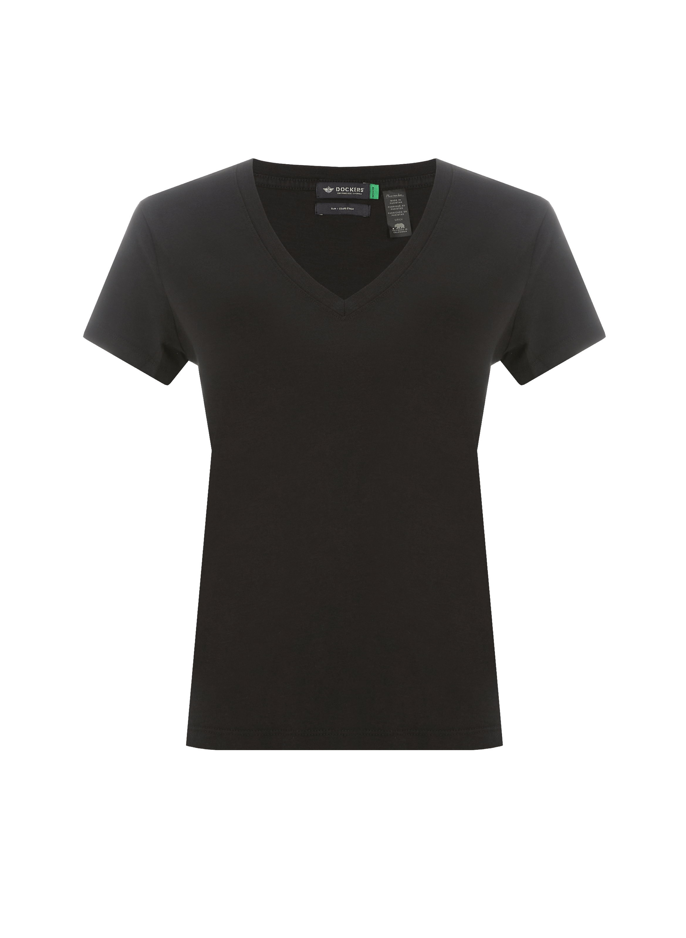 T-shirt col V en coton DOCKERS Noir