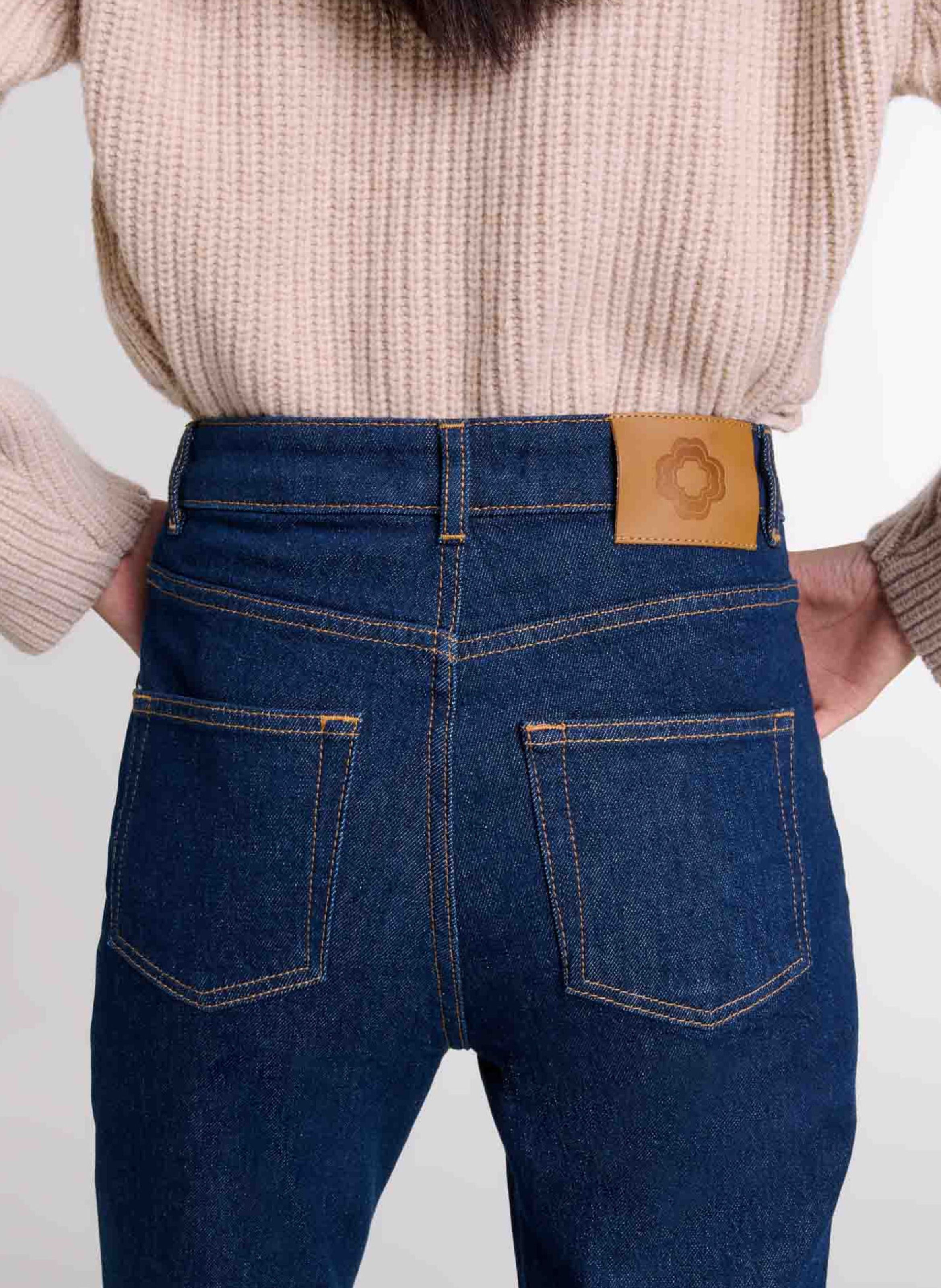 Jean droit taille haute MAJE Bleu