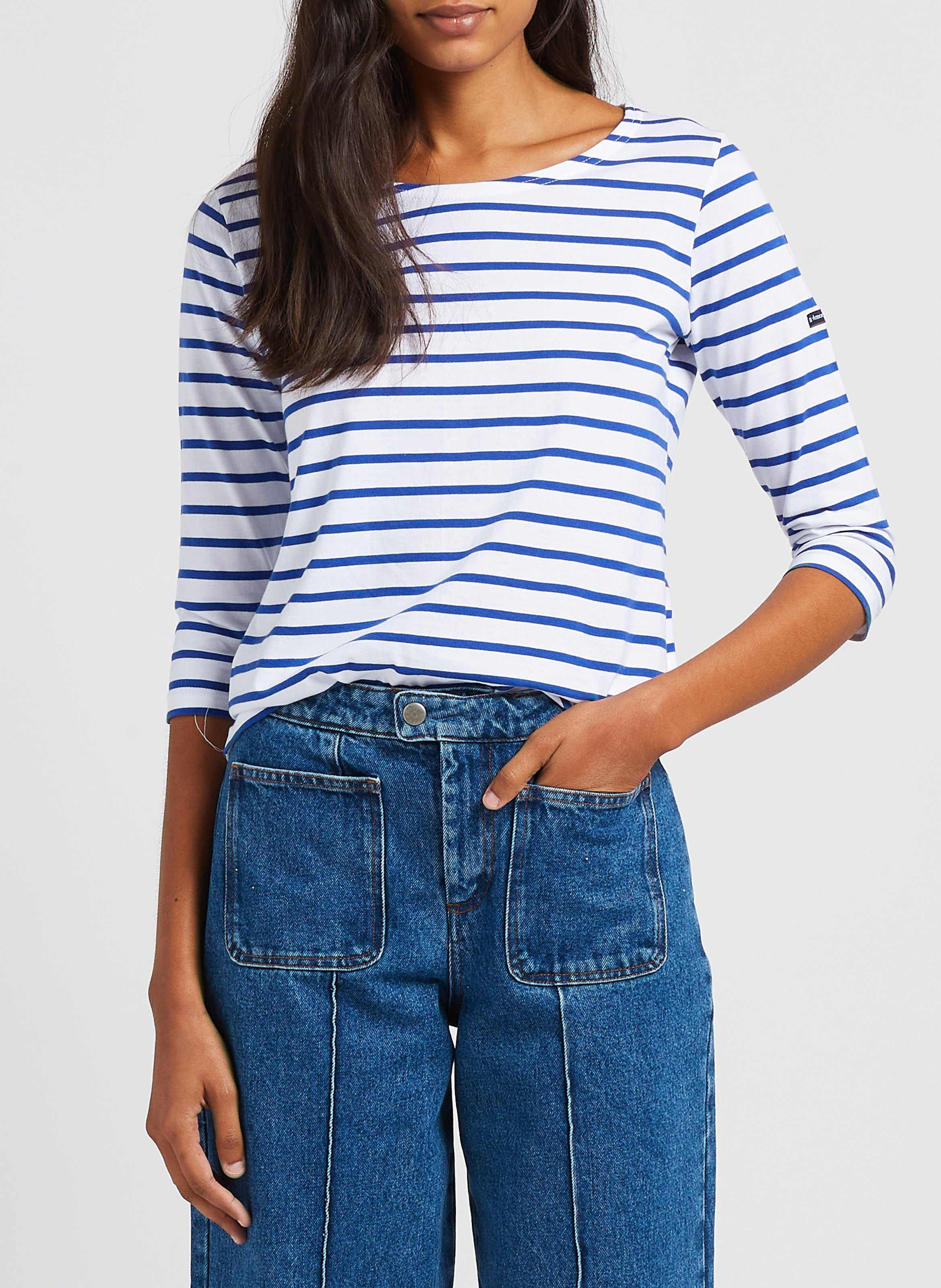 Tee-shirt droit col rond en coton  Blanc-etoile