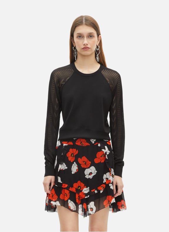 Jupe courte imprimé fleuri Noir by THE KOOPLES THE KOOPLES Jupe courte imprimé fleuri Noir