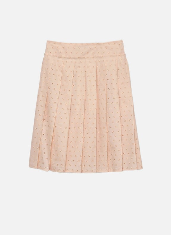 Jupe plissée en dentelle ajourée Rose by PRADA PRADA Jupe plissée en dentelle ajourée Rose