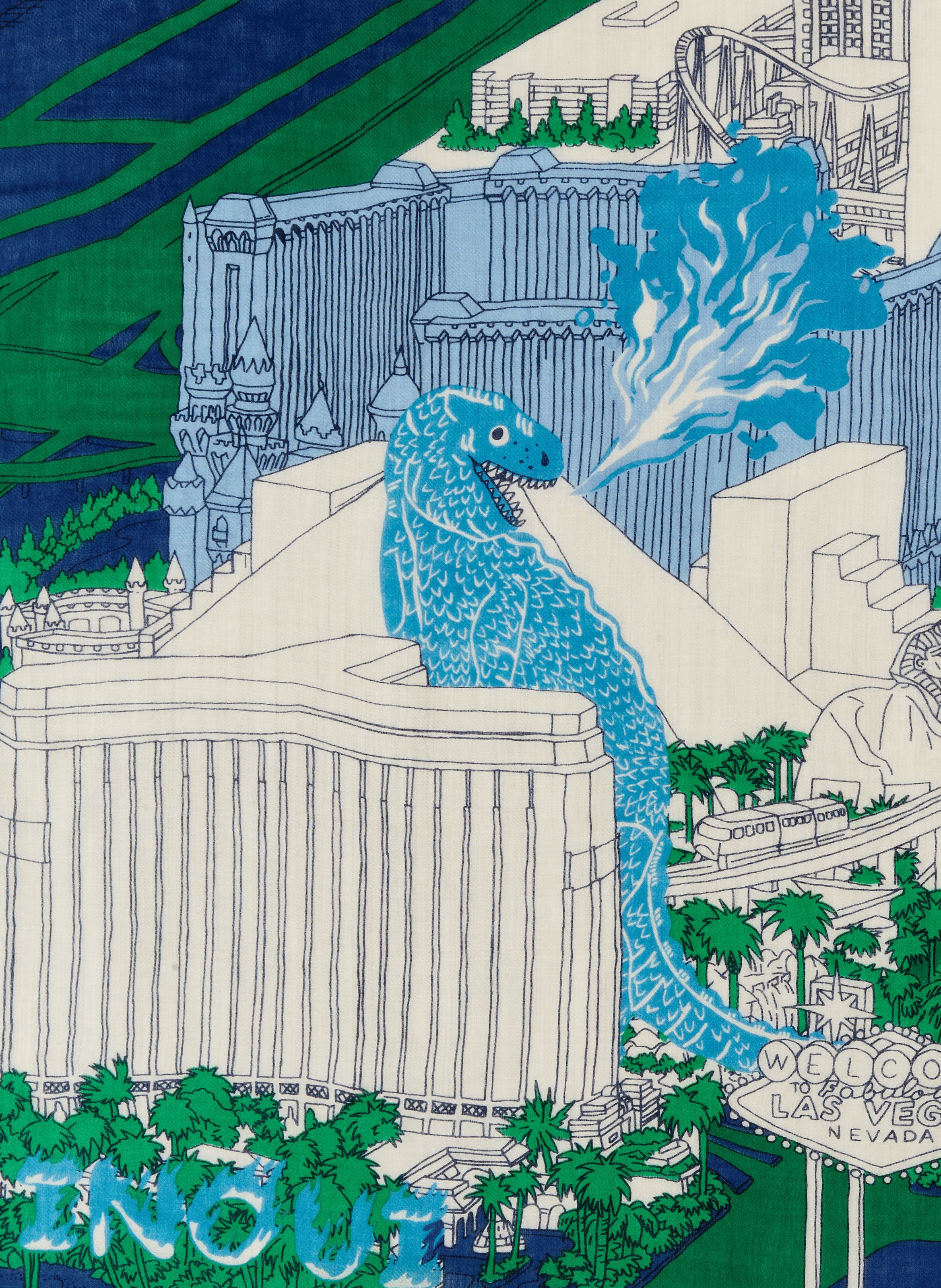 Foulard imprimé en laine INOUI EDITIONS Bleu