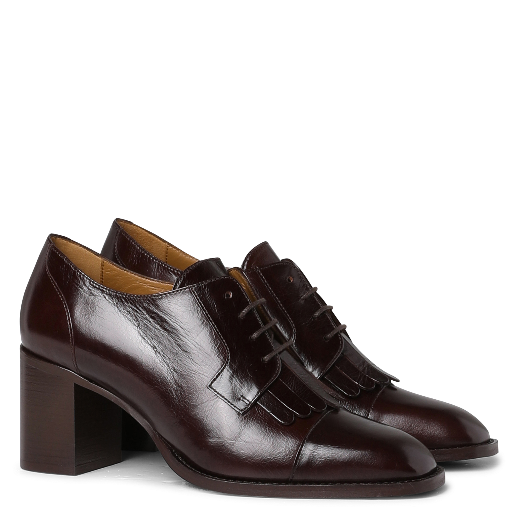 Mocassins vernis à talons en cuir viva MAISON 123 Marron