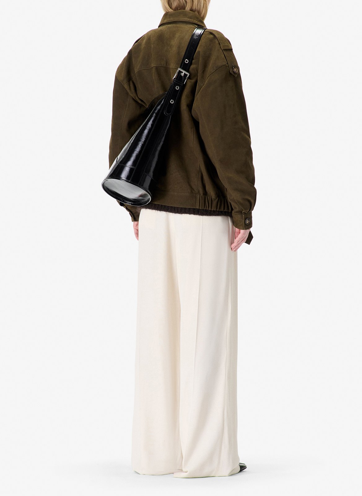 Blouson oversize col classique en cuir barrie IRO Gris