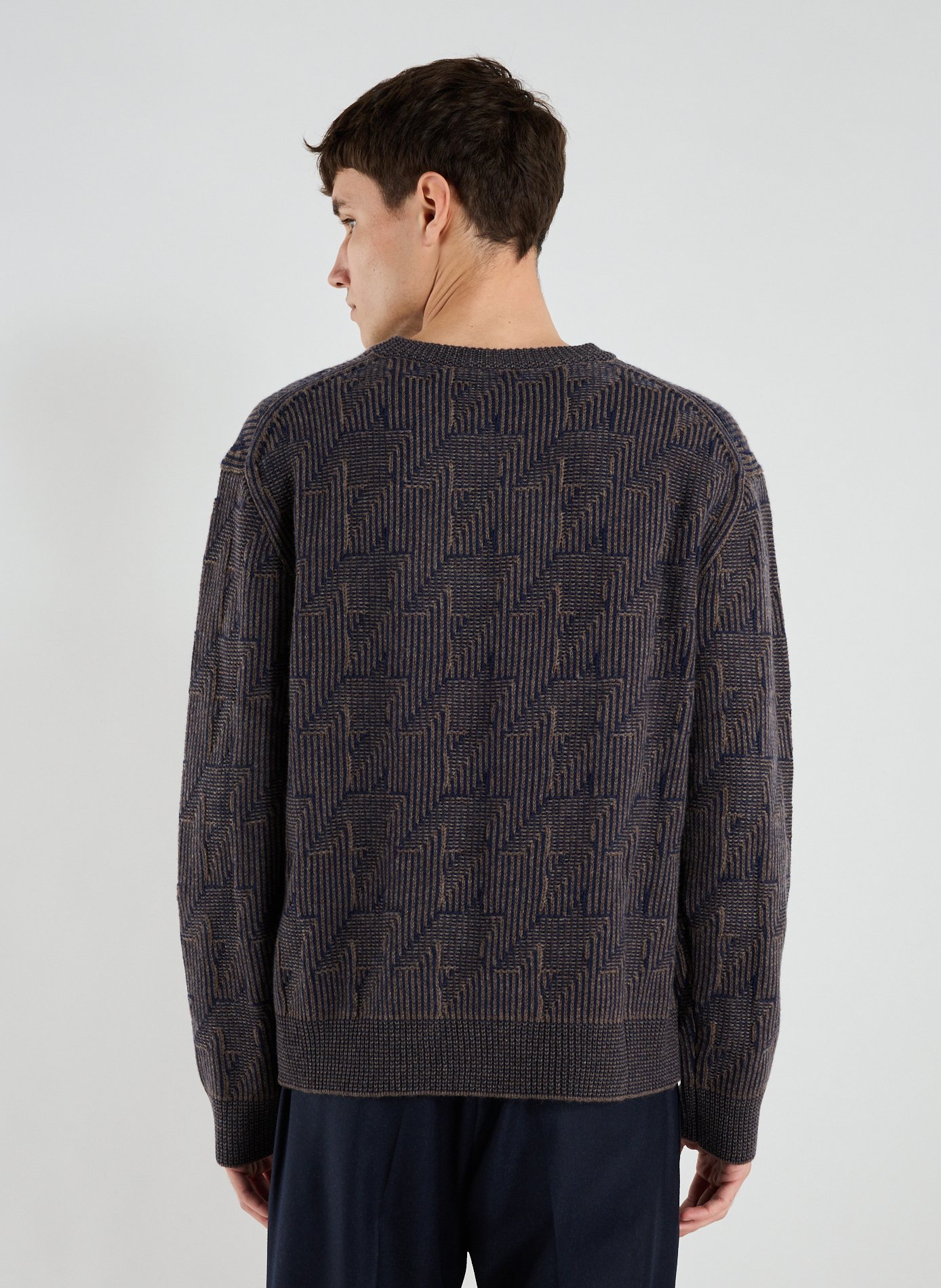 Round-neck Merino wool sweater with patterns PAUL SMITH Brown