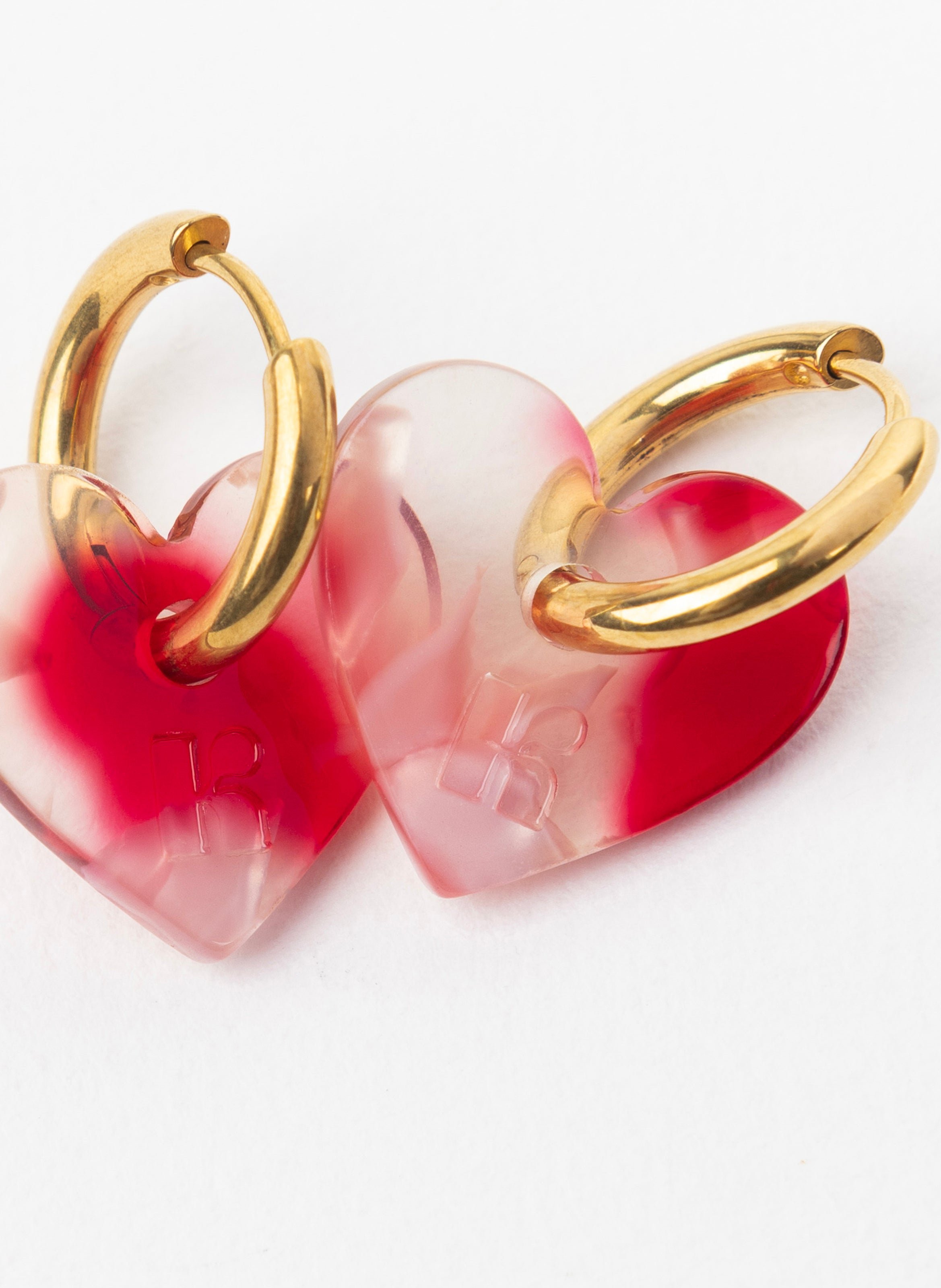Boucles d'oreilles lova lova avec anneaux en acier inoxydable doré KURAGE GINZA Rouge