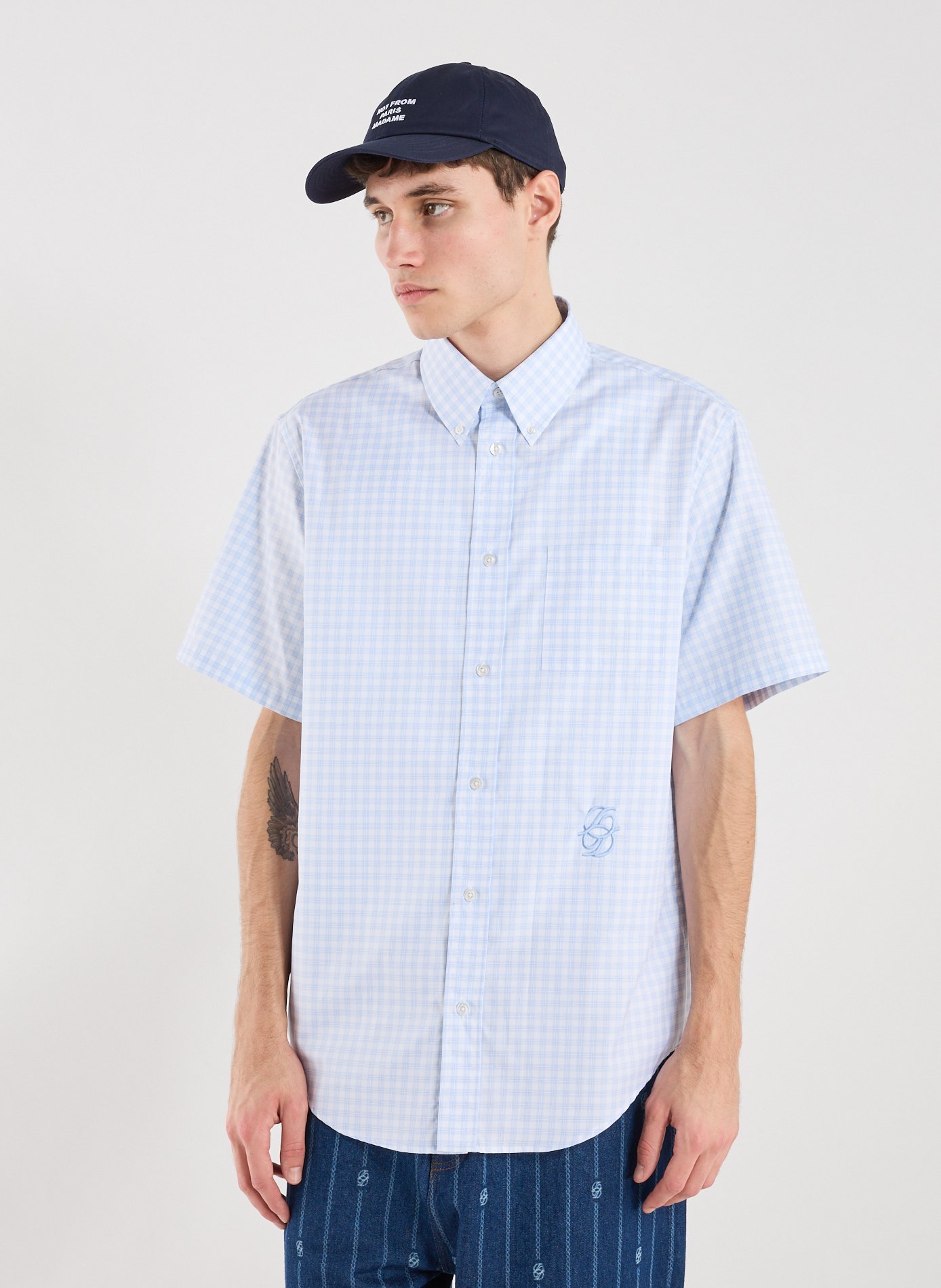 The checked cotton shirt DROLE DE MONSIEUR Blue