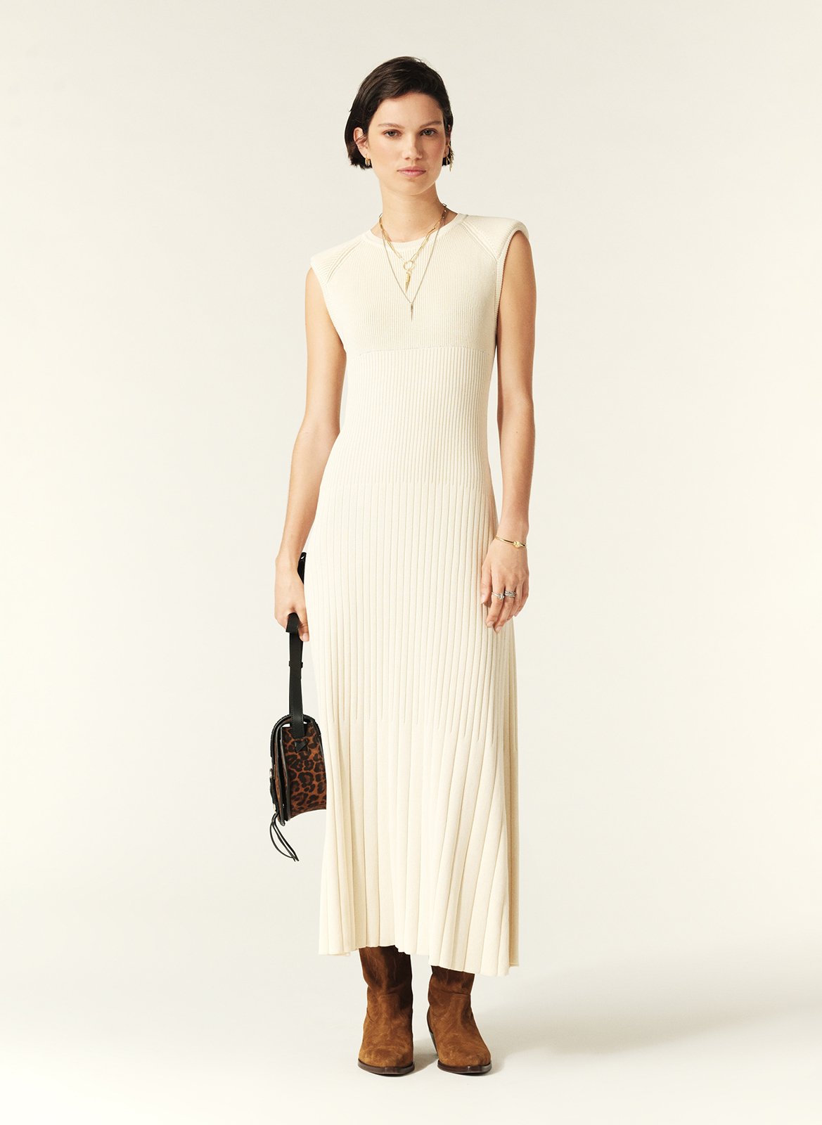 Robe longue droite col rond essie BA&SH Beige