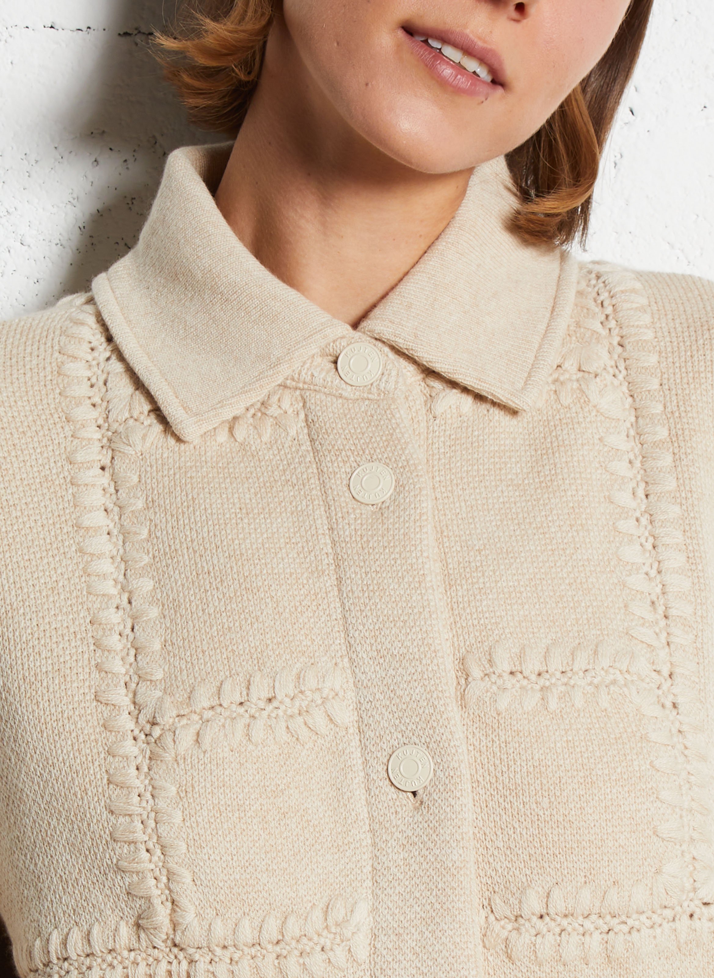 Veste ample col classique en cachemire janet solid KUJTEN Beige