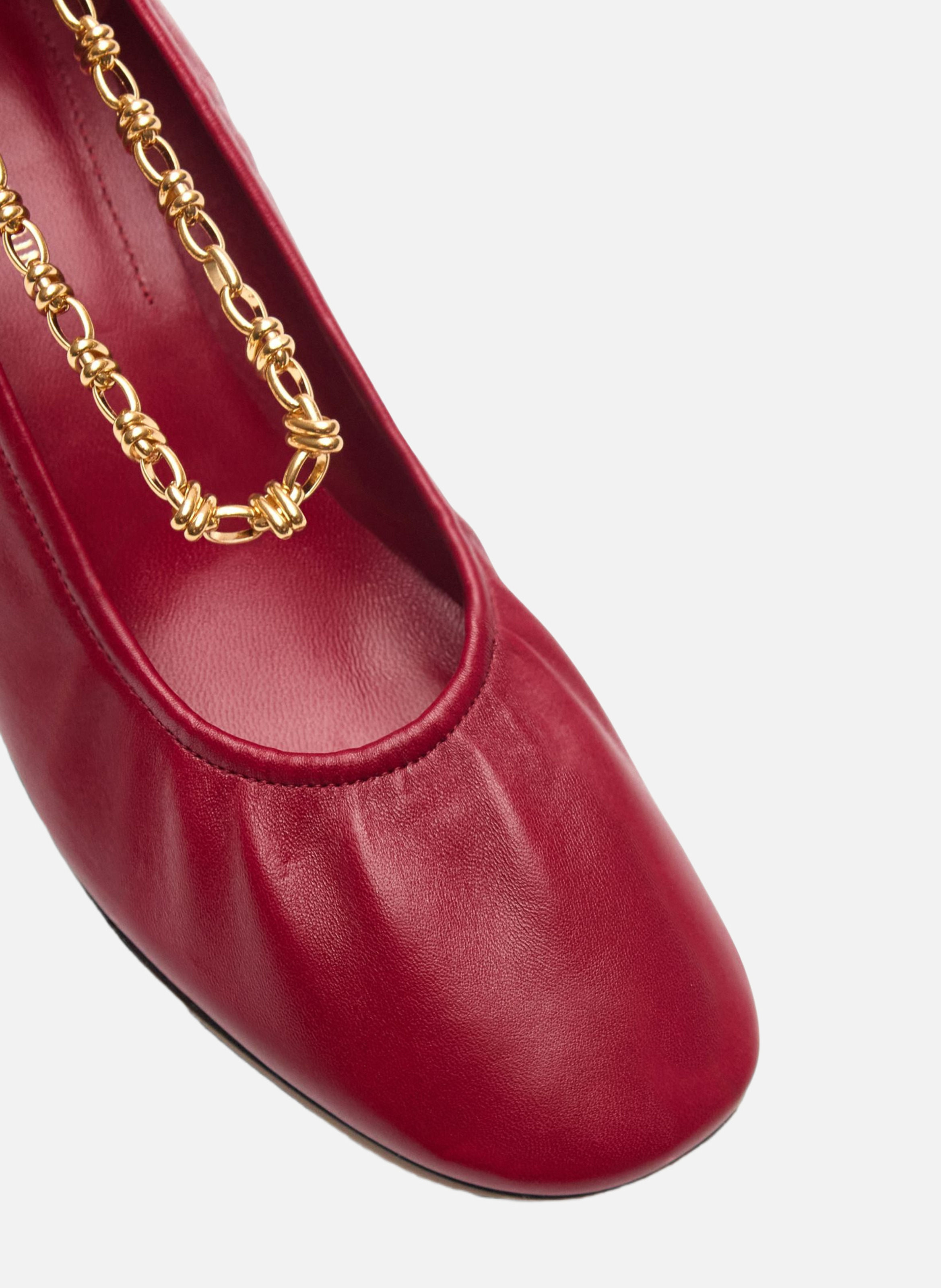 Escarpin Souple en Cuir Avec Chaîne VANESSA BRUNO Rouge