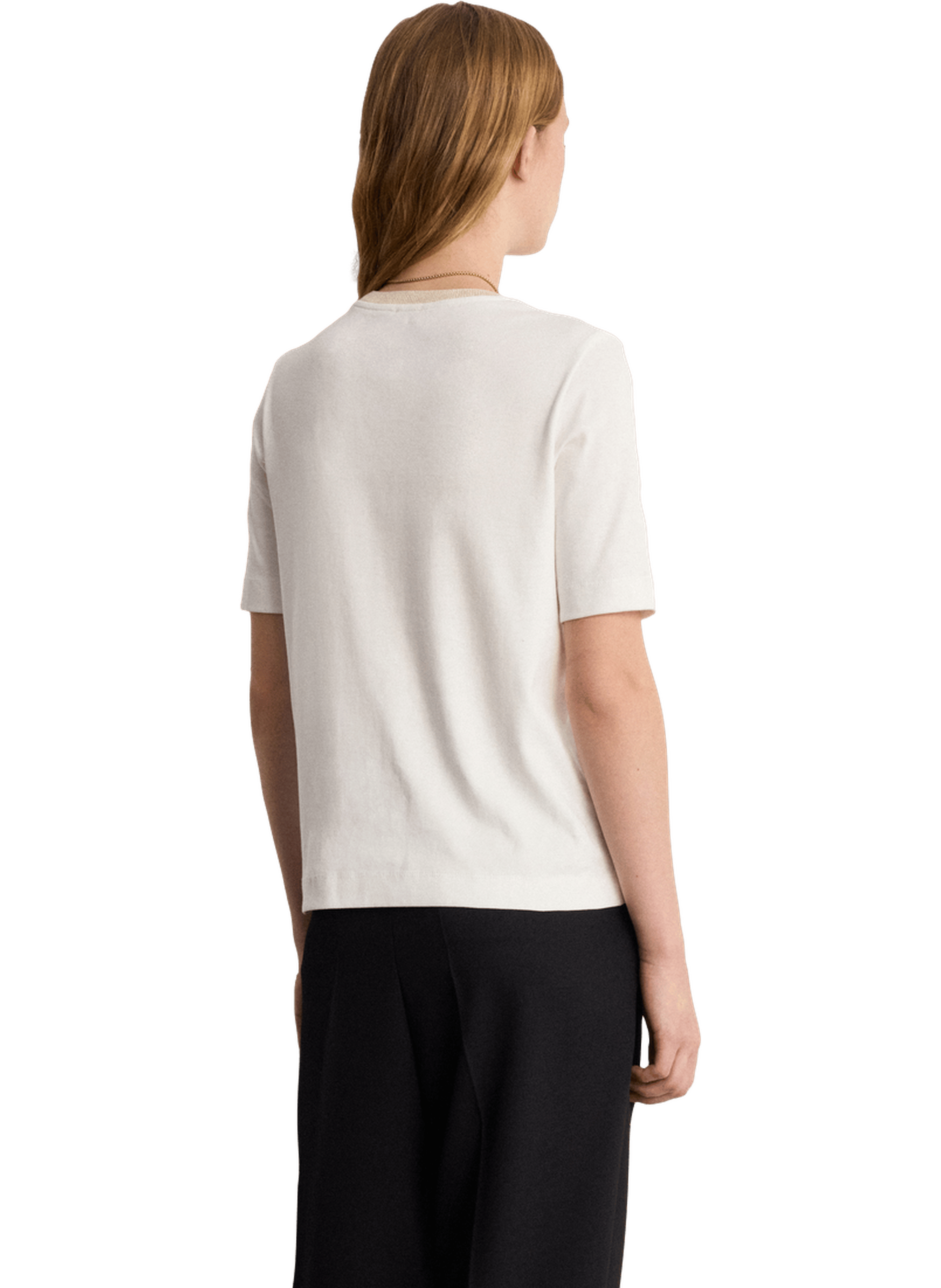 T-shirt en coton à col doré PABLO Blanc