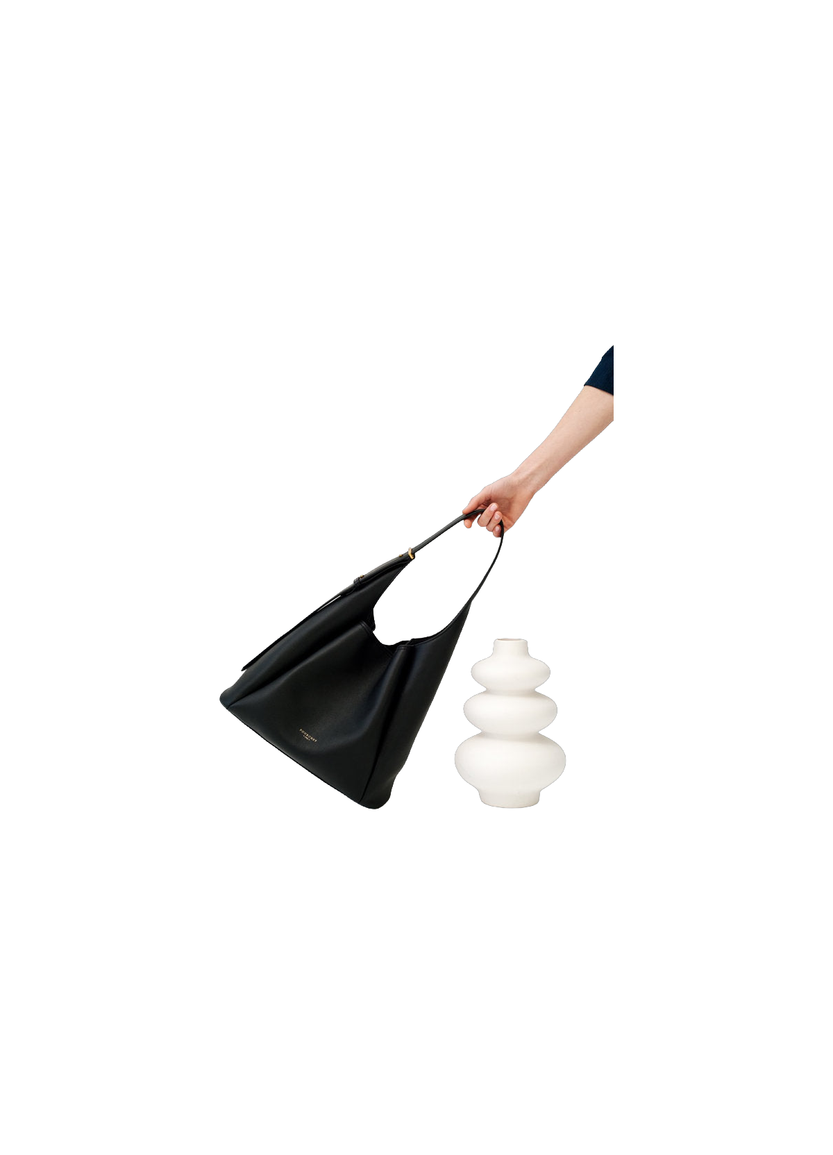 Sévigné | Sac besace hobo GM en cuir de vachette POURCHET Noir