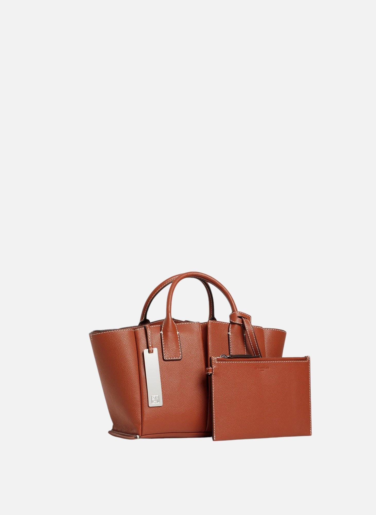 Petit sac à main elena en cuir grainé LE TANNEUR Marron