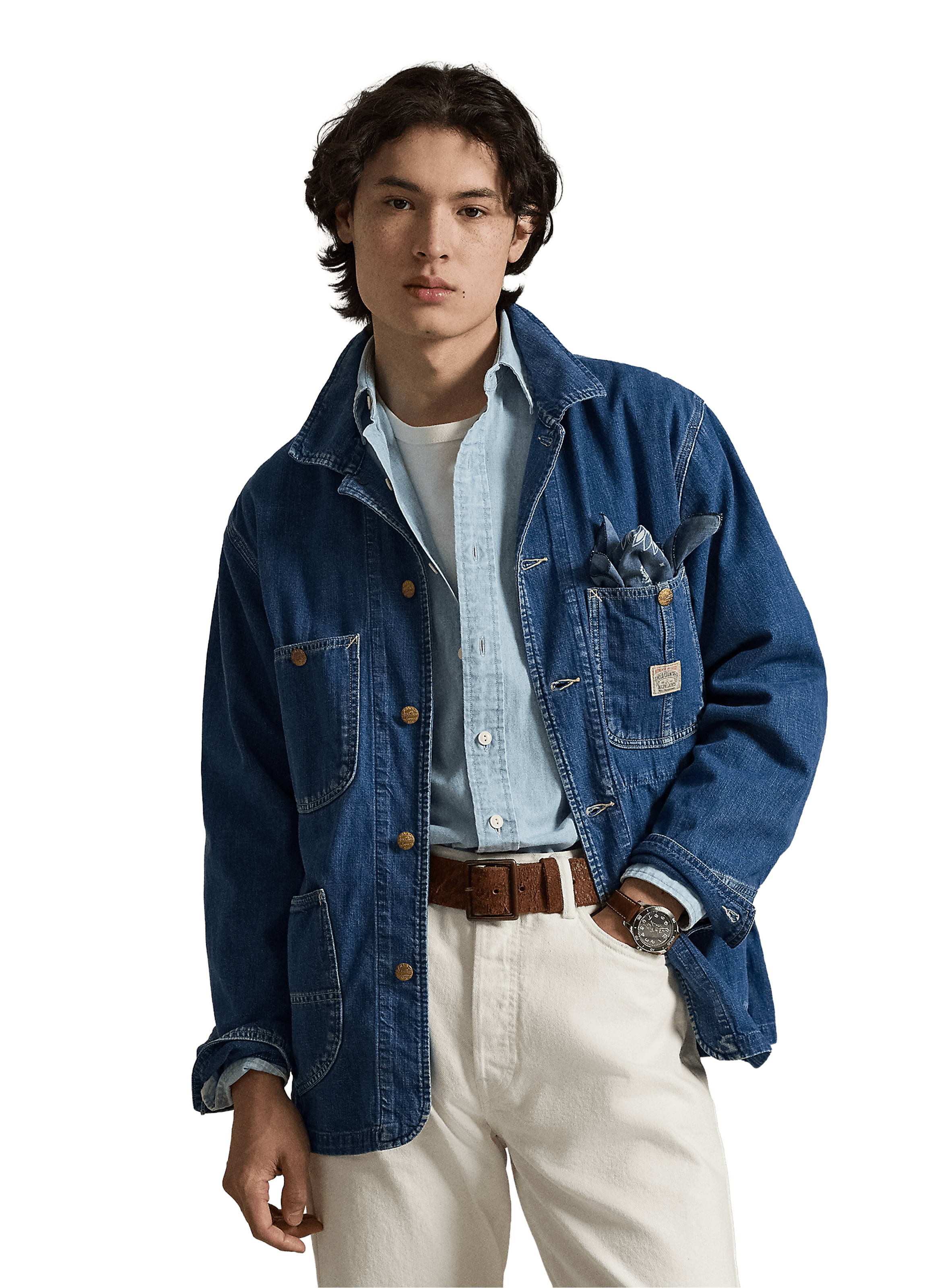 Surchemise à poche à rabat en denim de coton POLO RALPH LAUREN Bleu