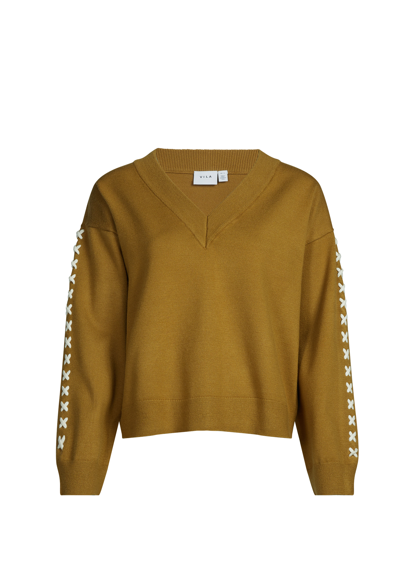 Pull Vikasta à col V VILA Marron