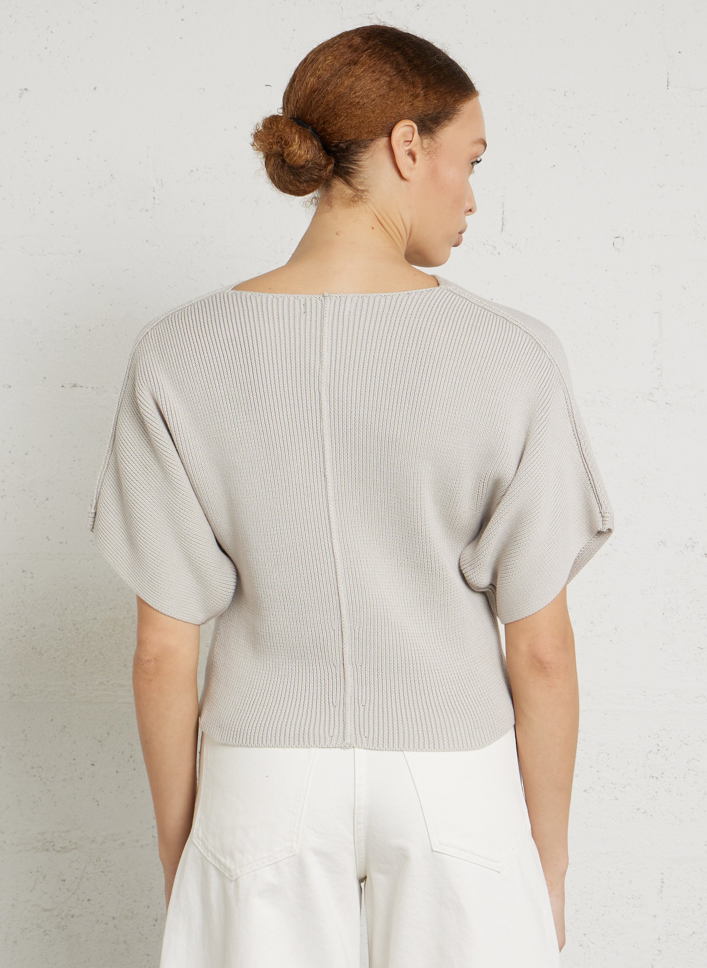 Pull asymétrique en coton bio essaouira SOEUR Gris