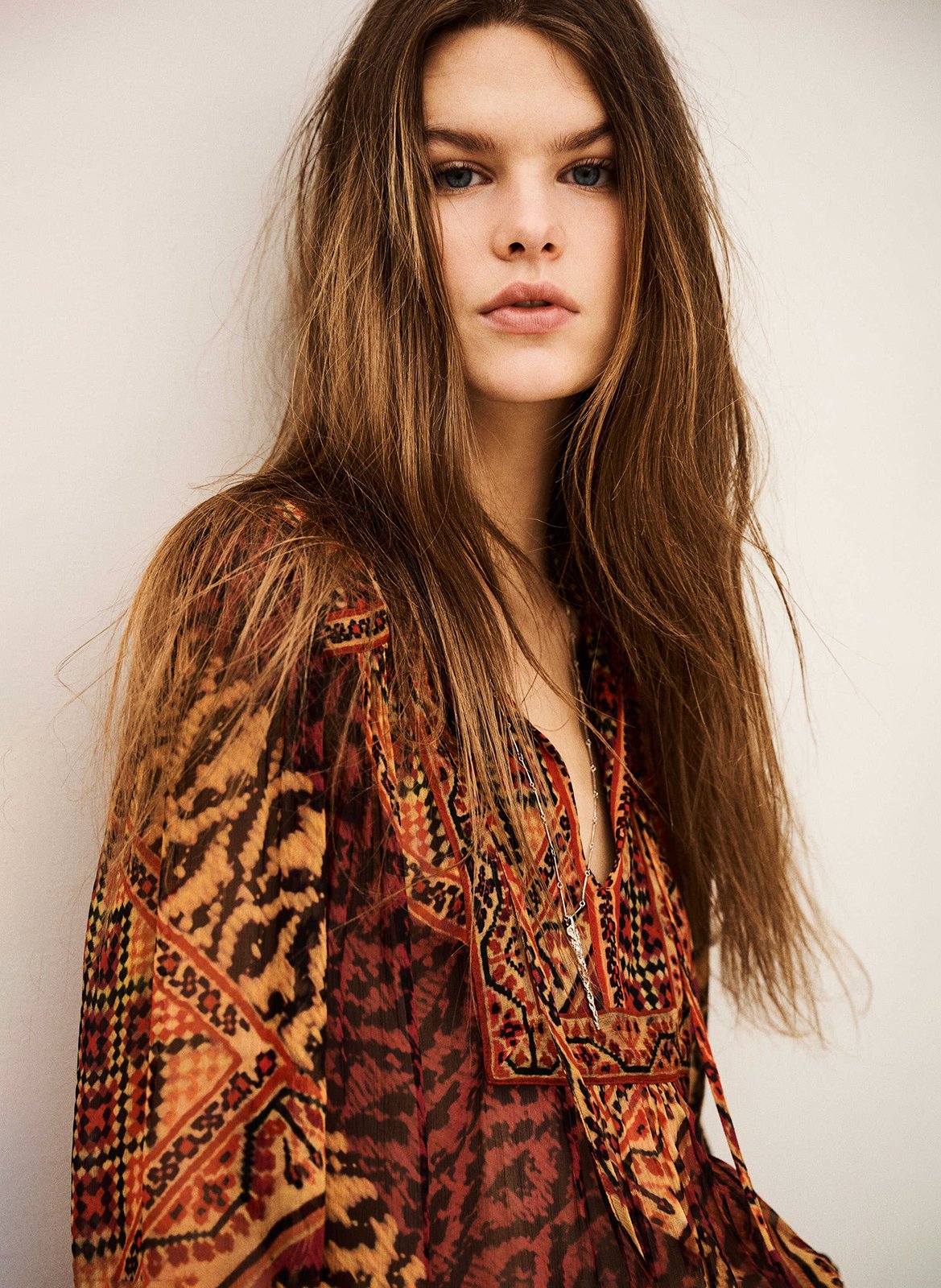 Top droit col tunisien imprimé odetta BA&SH Rouge