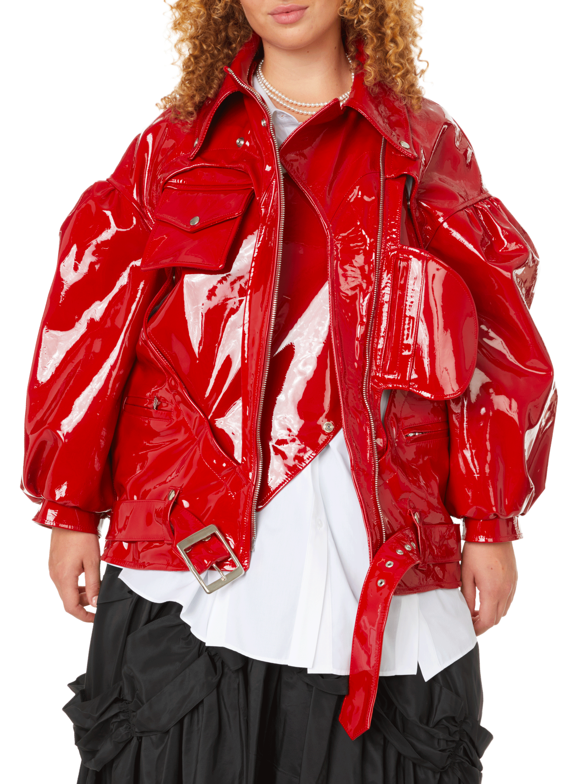 Patent cut-out jacket SIMONE ROCHA Red