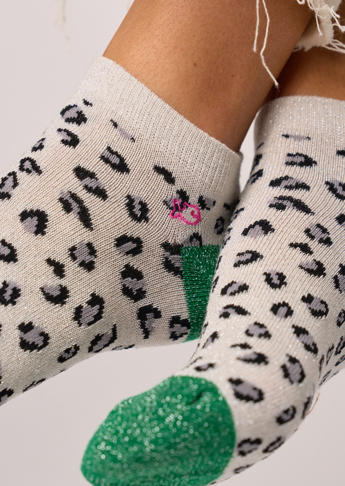 Socquettes en coton peigné leopard BILLYBELT Blanc