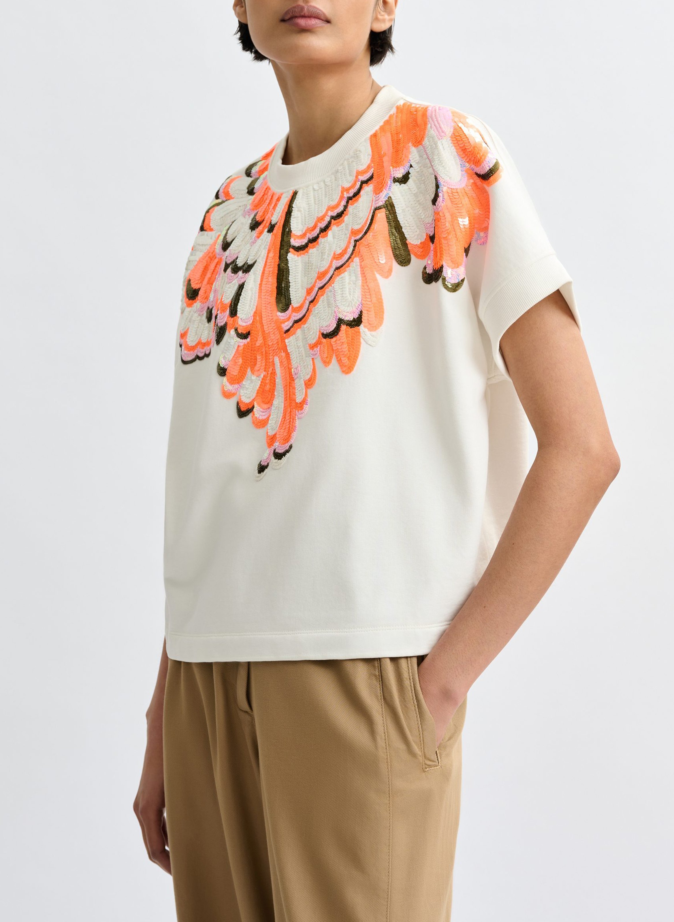 Sweat oversize col rond en coton jolies ESSENTIEL ANTWERP Blanc