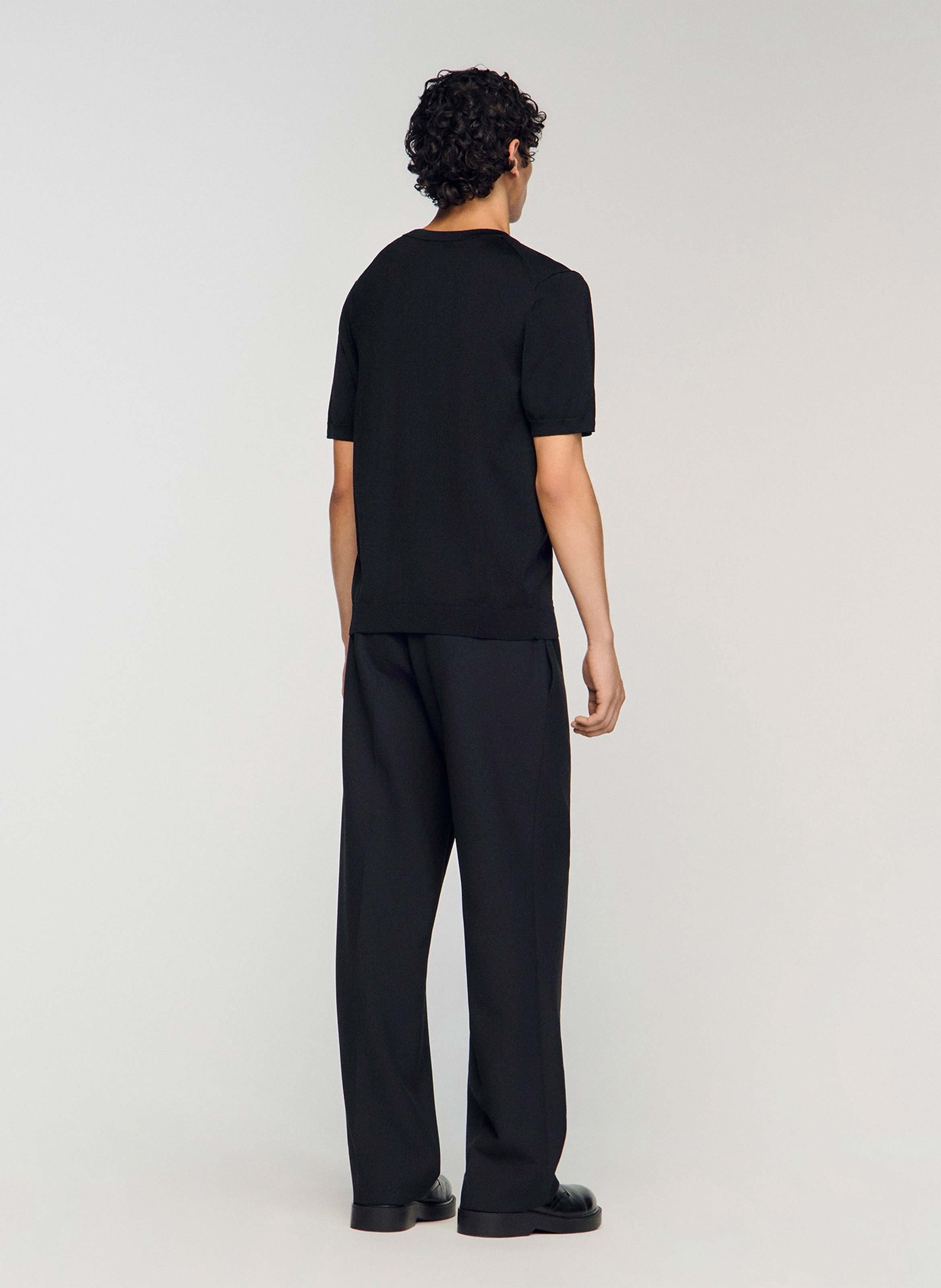 Tee-shirt col rond regular fit SANDRO Noir