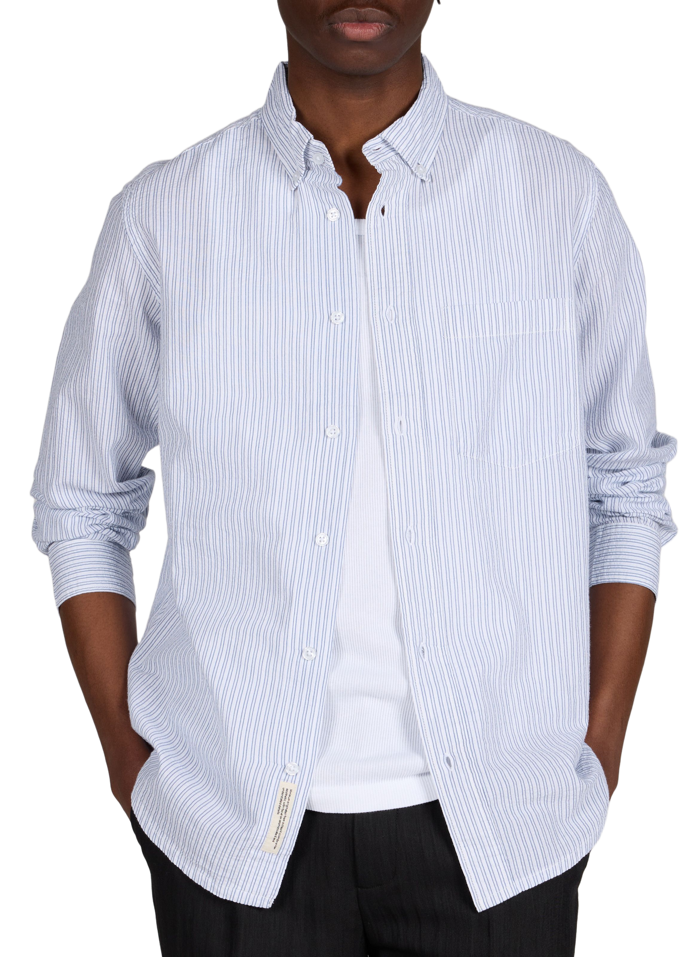 Chemise droite rayée en coton MINIMUM Blanc