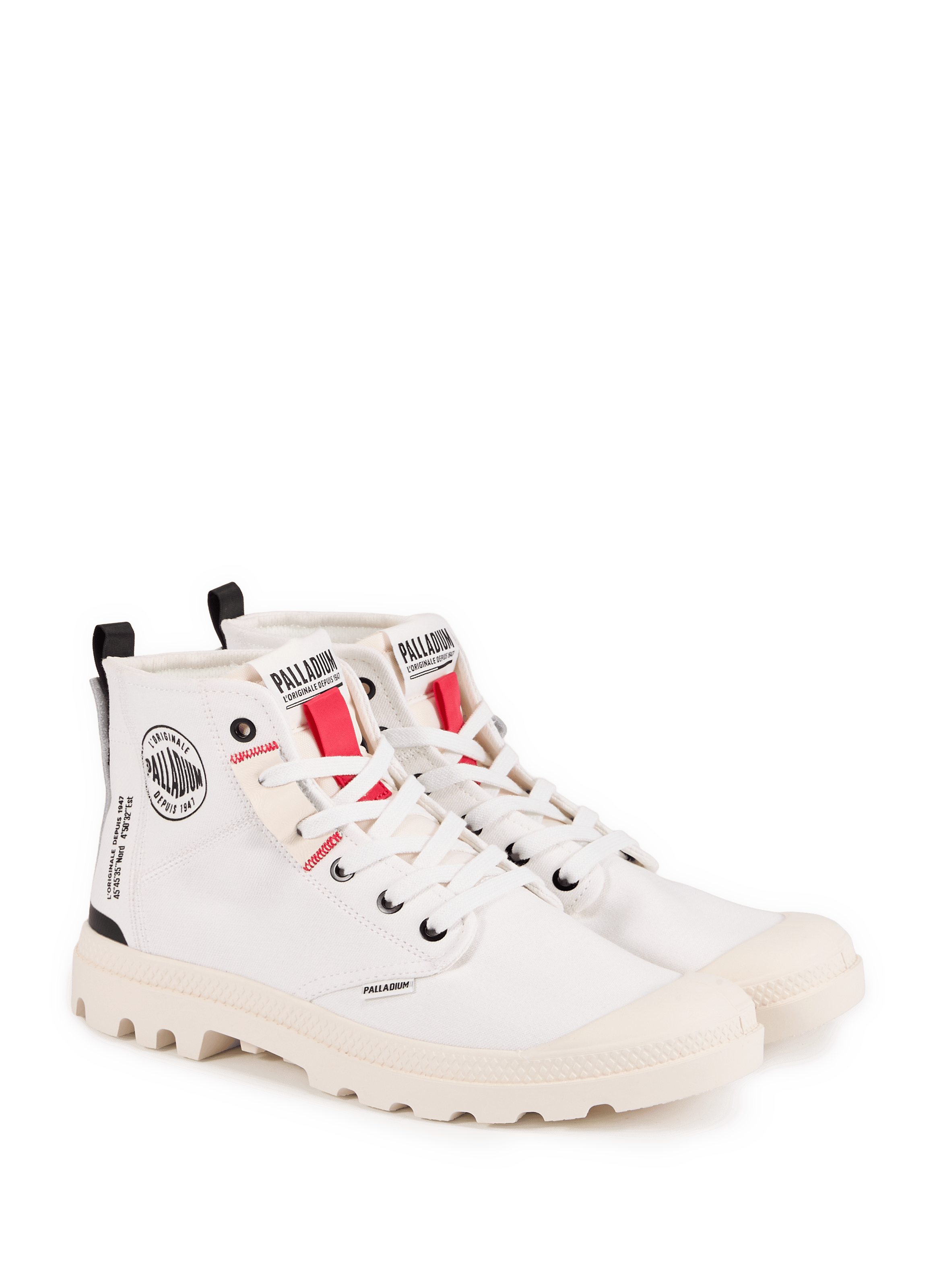 Baskets montantes Pampa Hi Urban en coton et cuir mélangés PALLADIUM Blanc