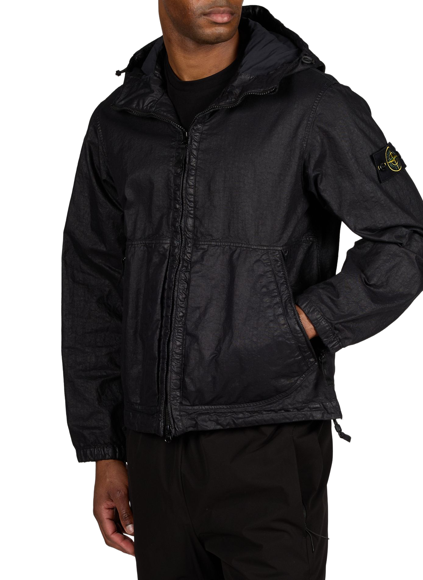 Veste oversize col montant à capuche STONE ISLAND Noir