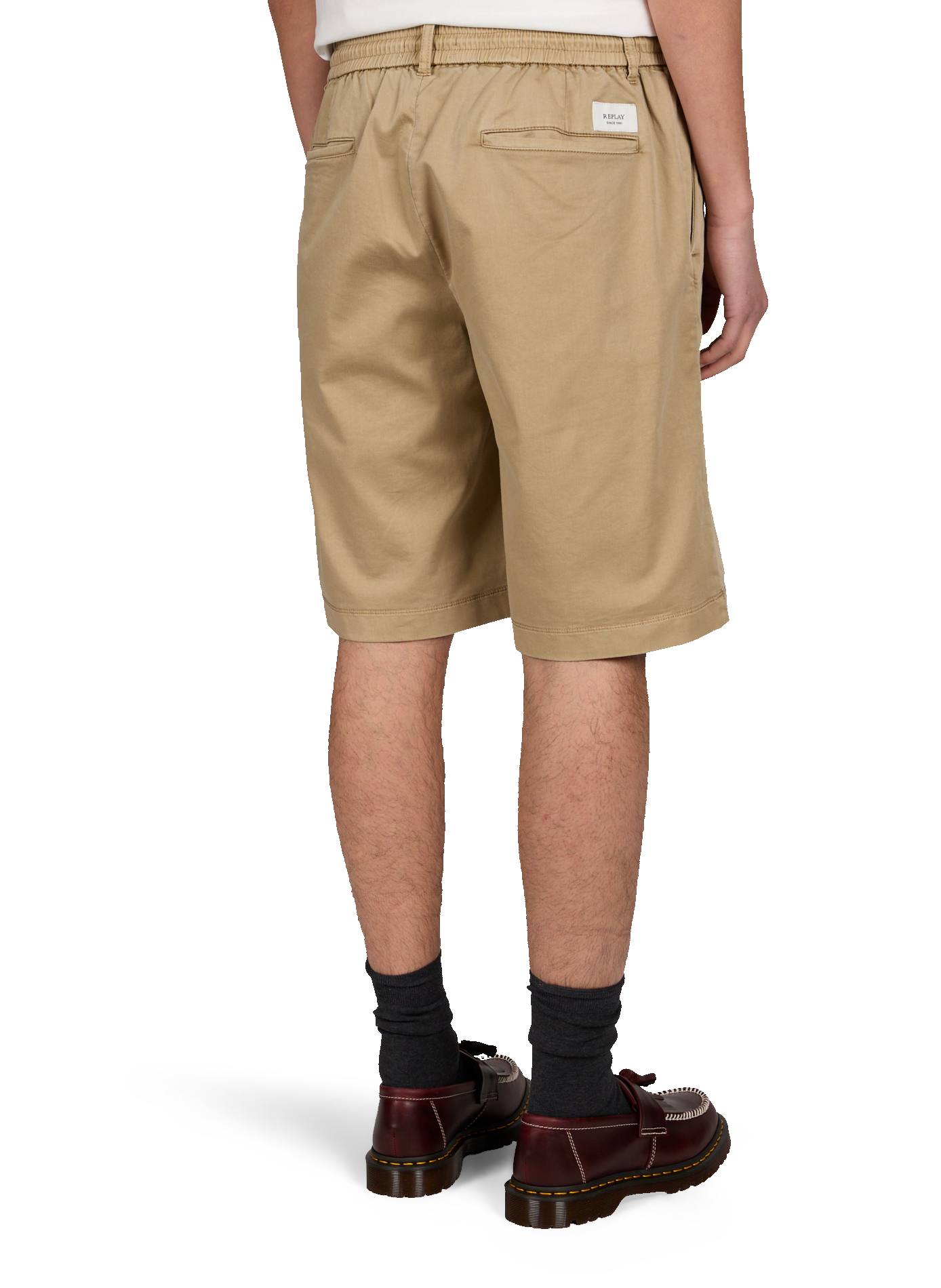 Bermuda uni en sergé de coton mélangé REPLAY Marron