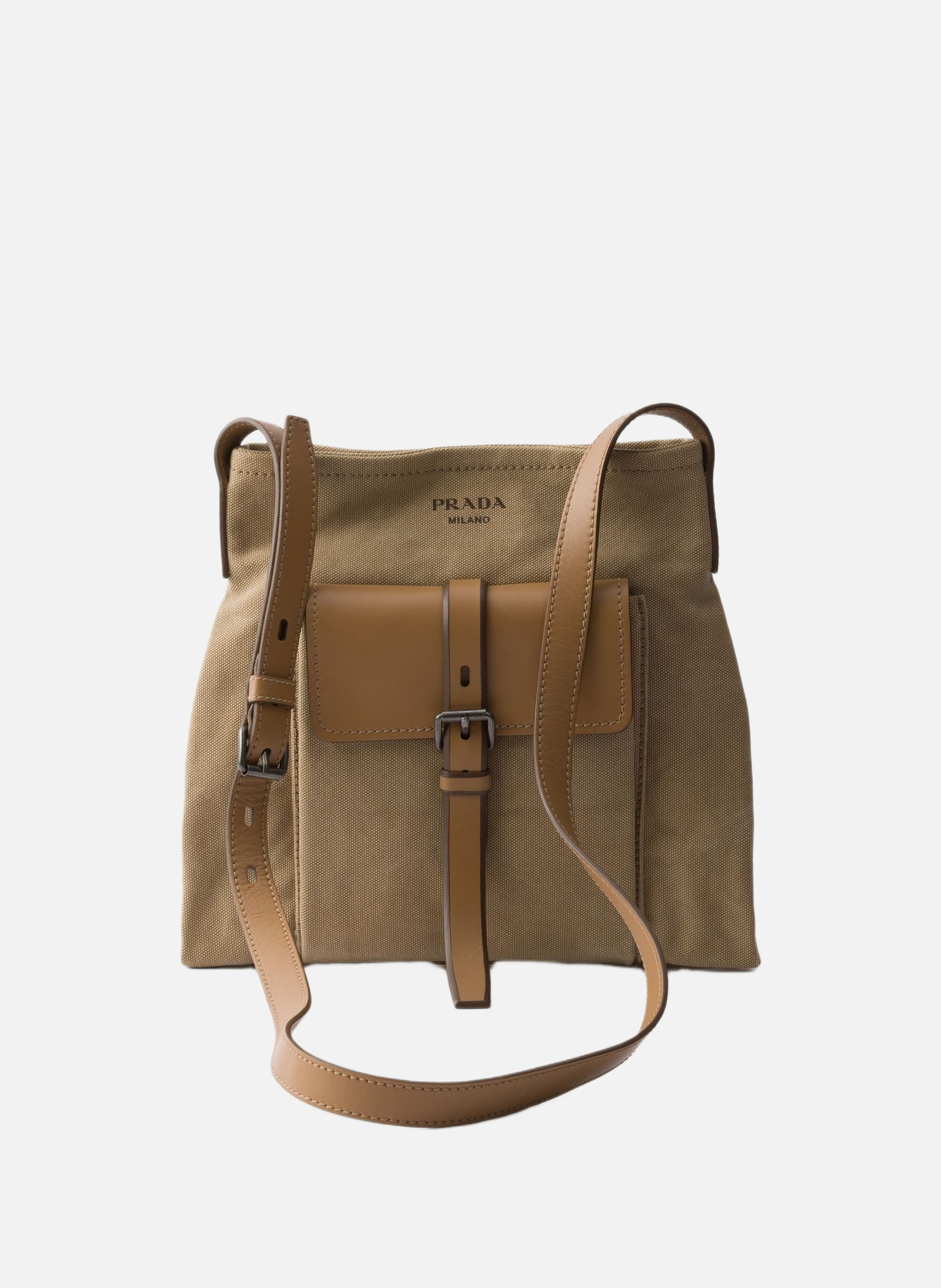 Sac porté épaule prada route en toile et cuir PRADA Beige