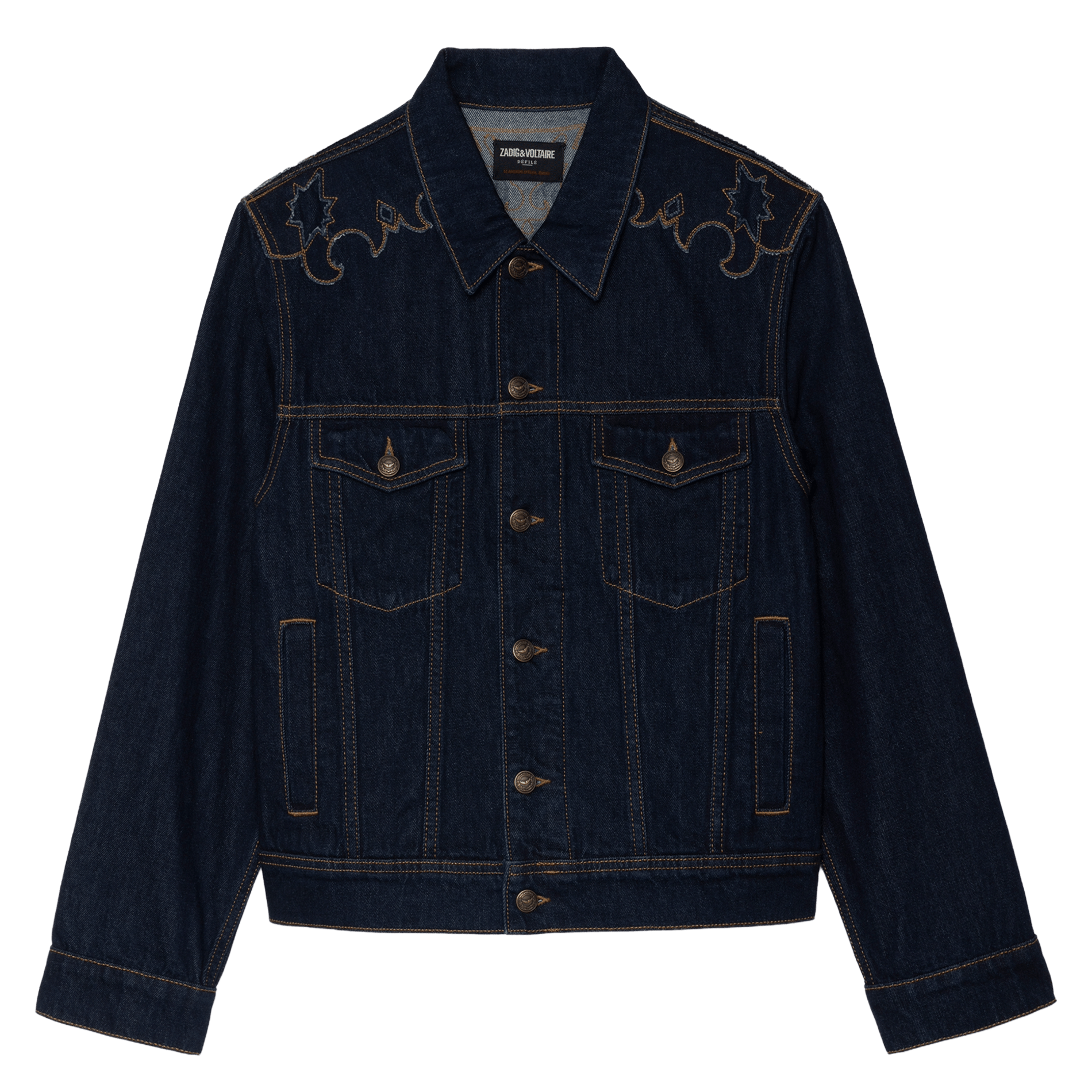 Veste col classique en denim de coton bases ZADIG&VOLTAIRE Bleu