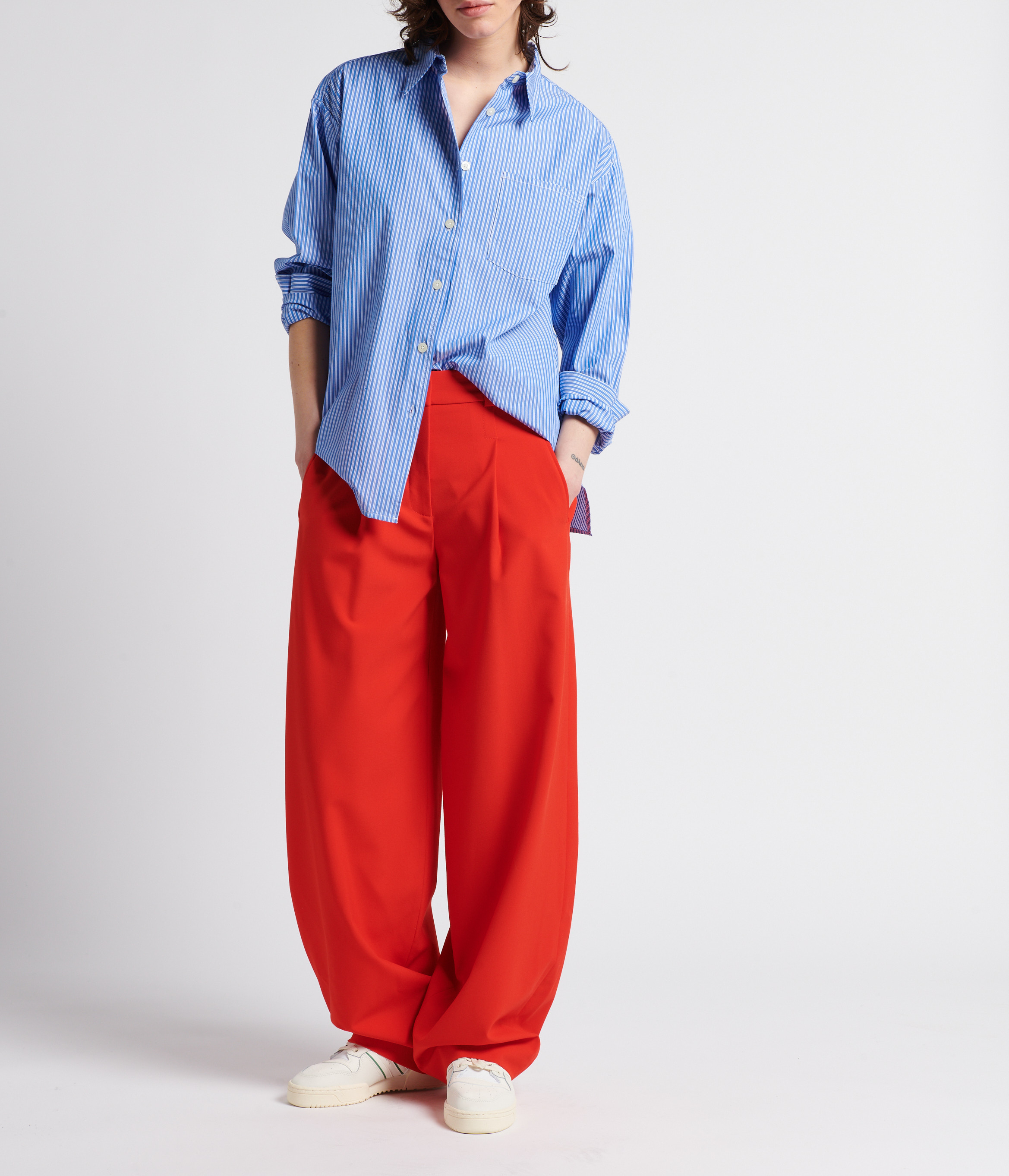 Chemise droite rayée en coton zatybay Bleu