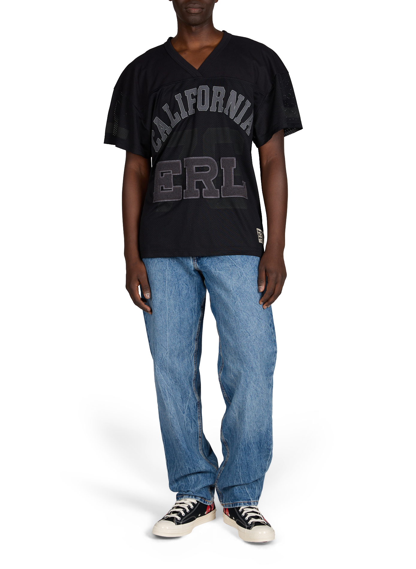 Fußball-Mesh-T-Shirt aus Baumwolle ERL Schwarz