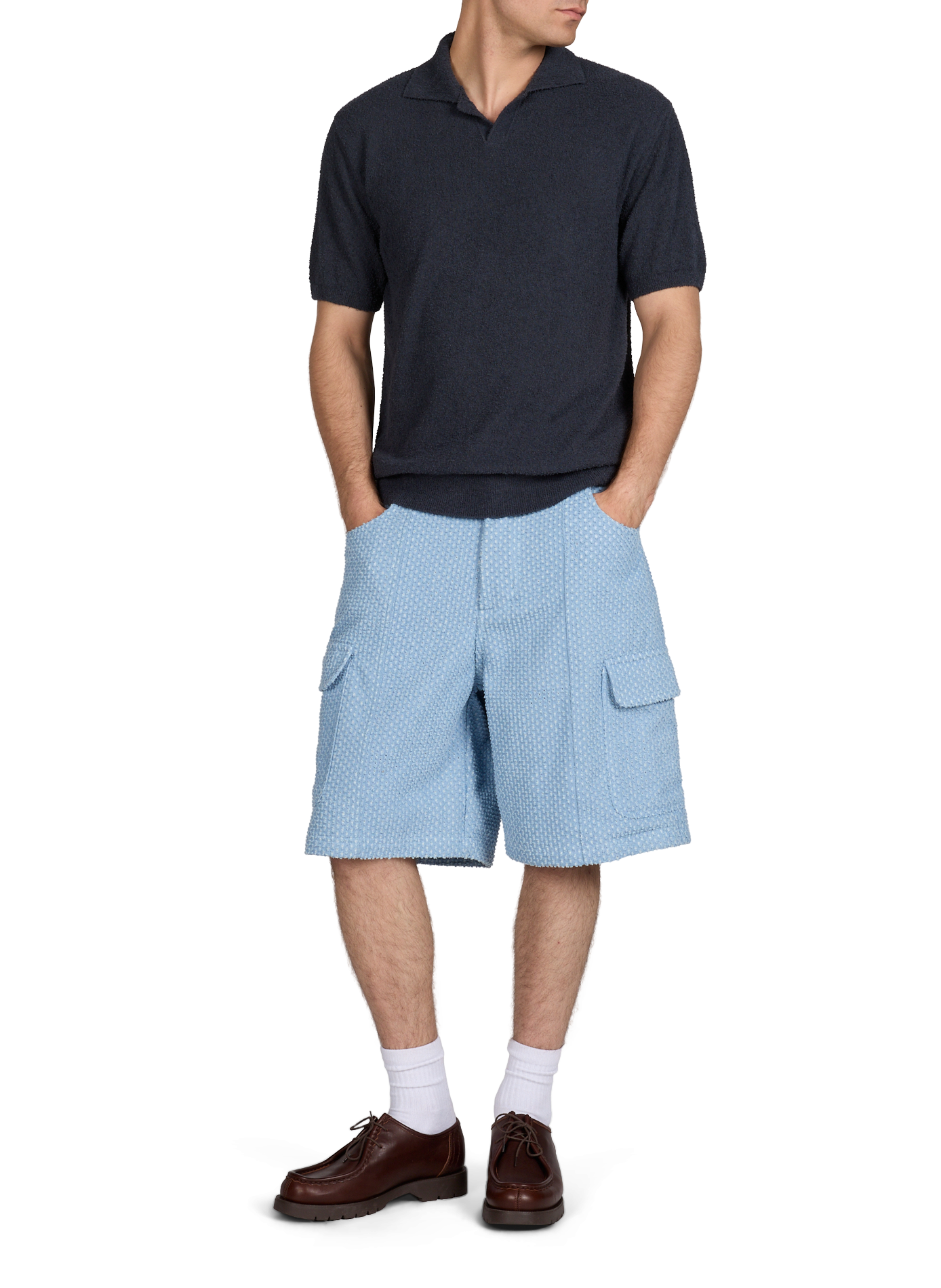 Textured ripped cotton shorts PAS UNE MARQUE Blue