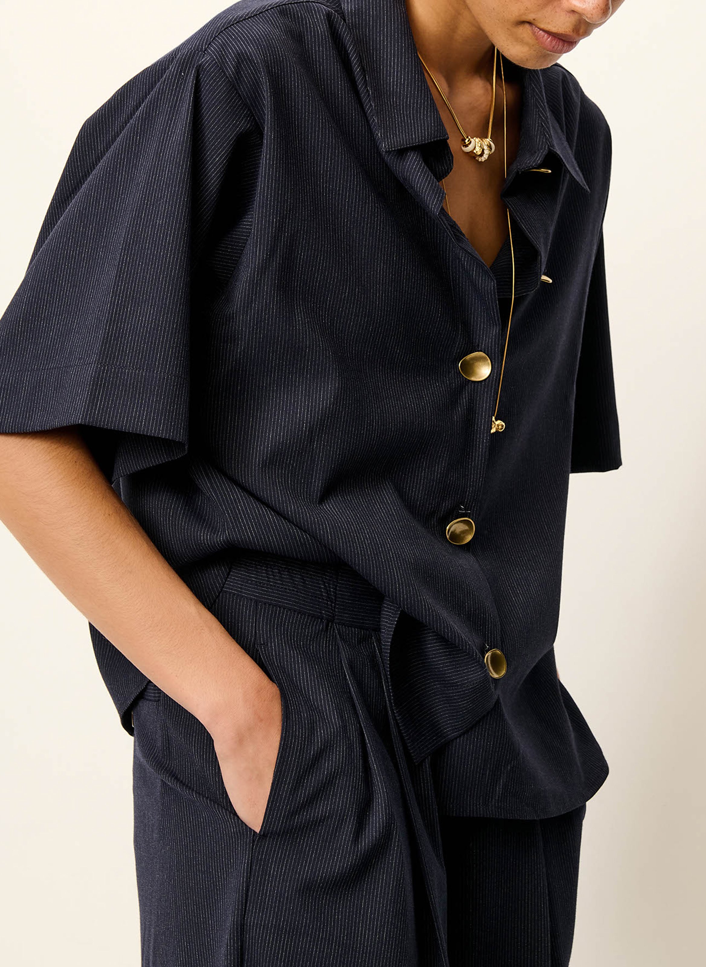 Chemise col classique en denim ka SESSUN Bleu