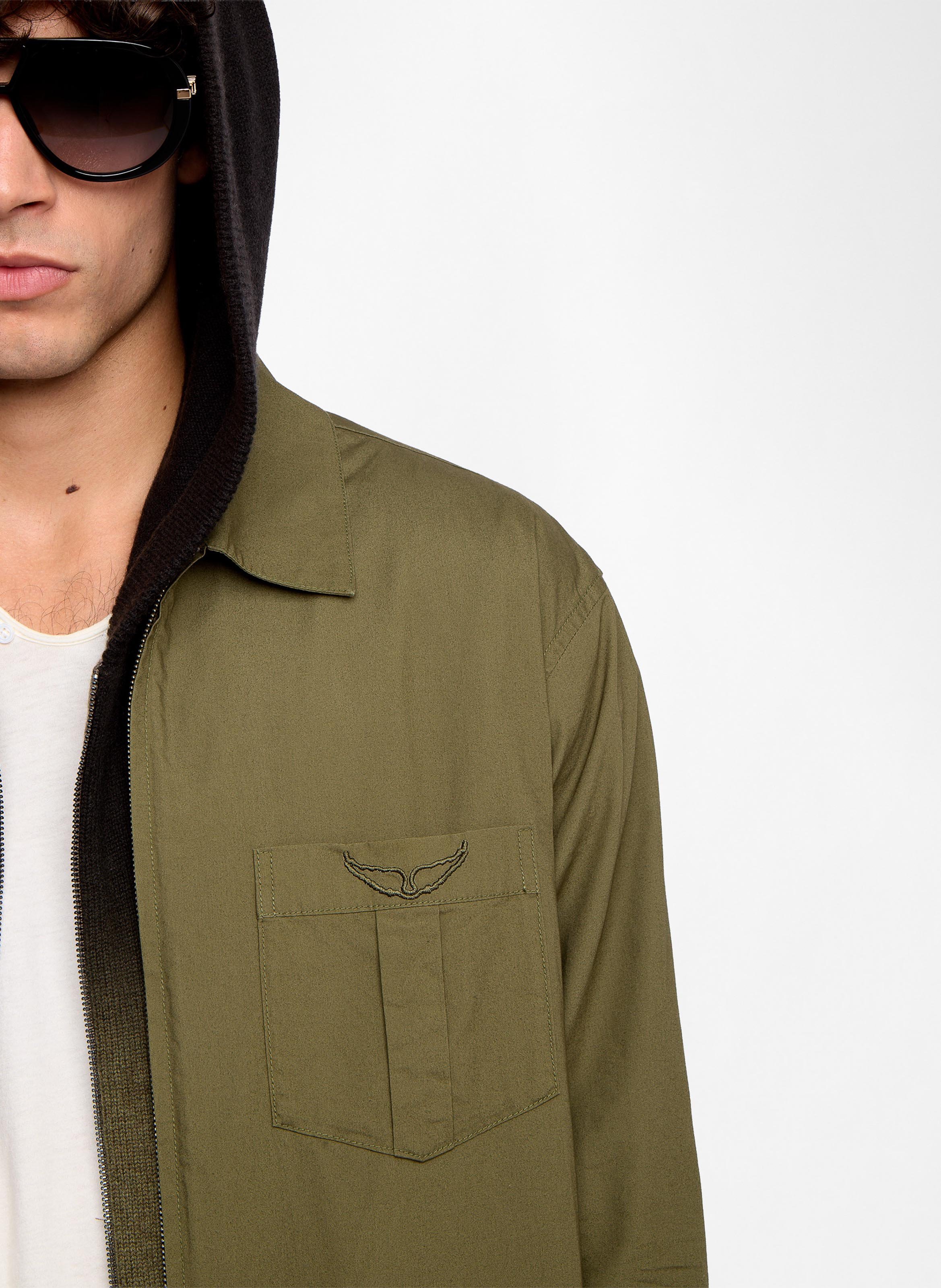 Gerade geschnittene, einfarbige Reißverschlussjacke aus Baumwolle Suzy ZADIG&VOLTAIRE Khaki