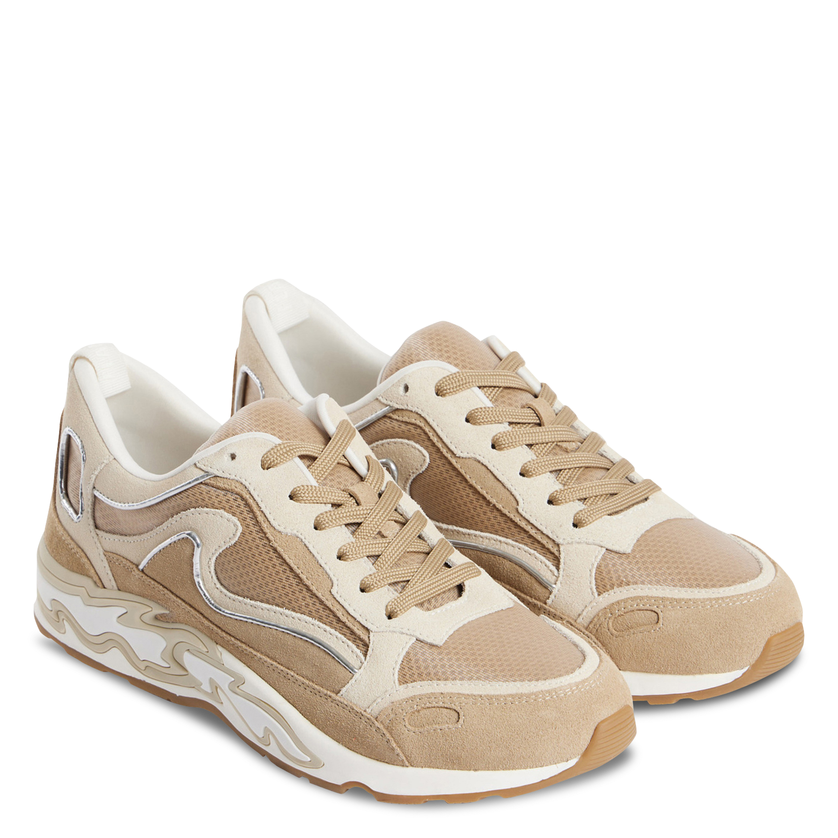 Baskets bassses en cuir SANDRO Beige