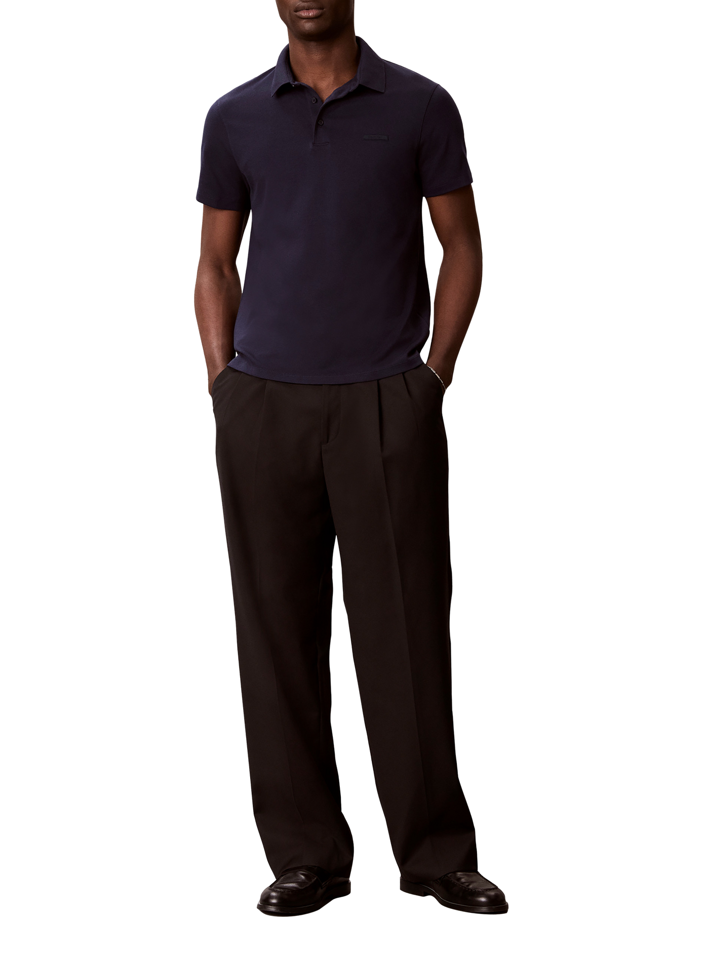 Solid polo shirt with embroidered logo patch in cotton CALVIN KLEIN Blue