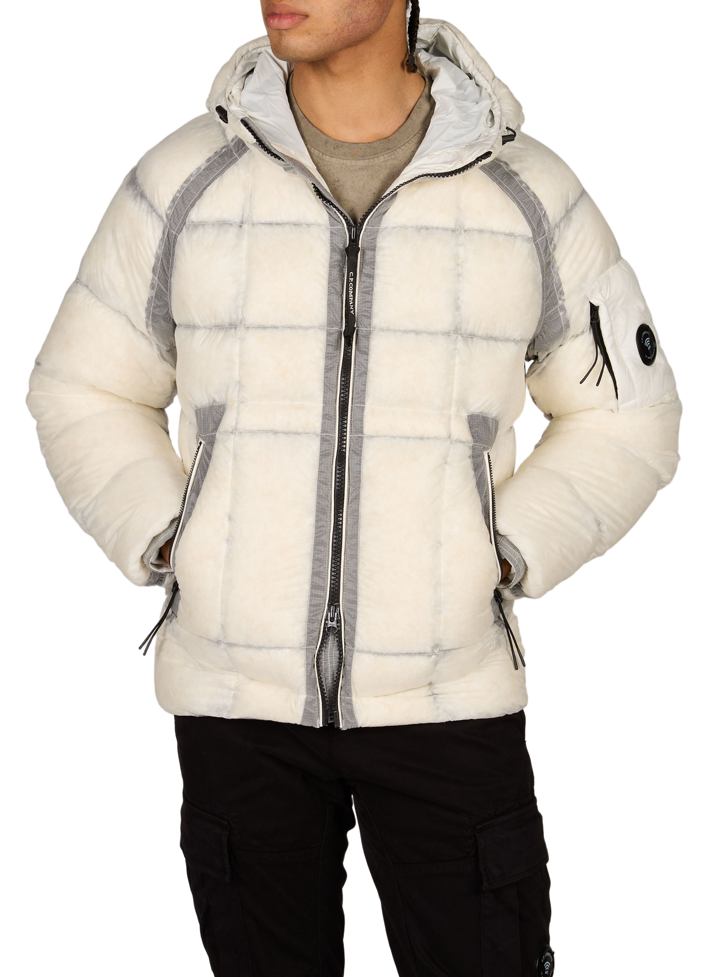 Quilted hooded Down jacket CP COMPANY White
