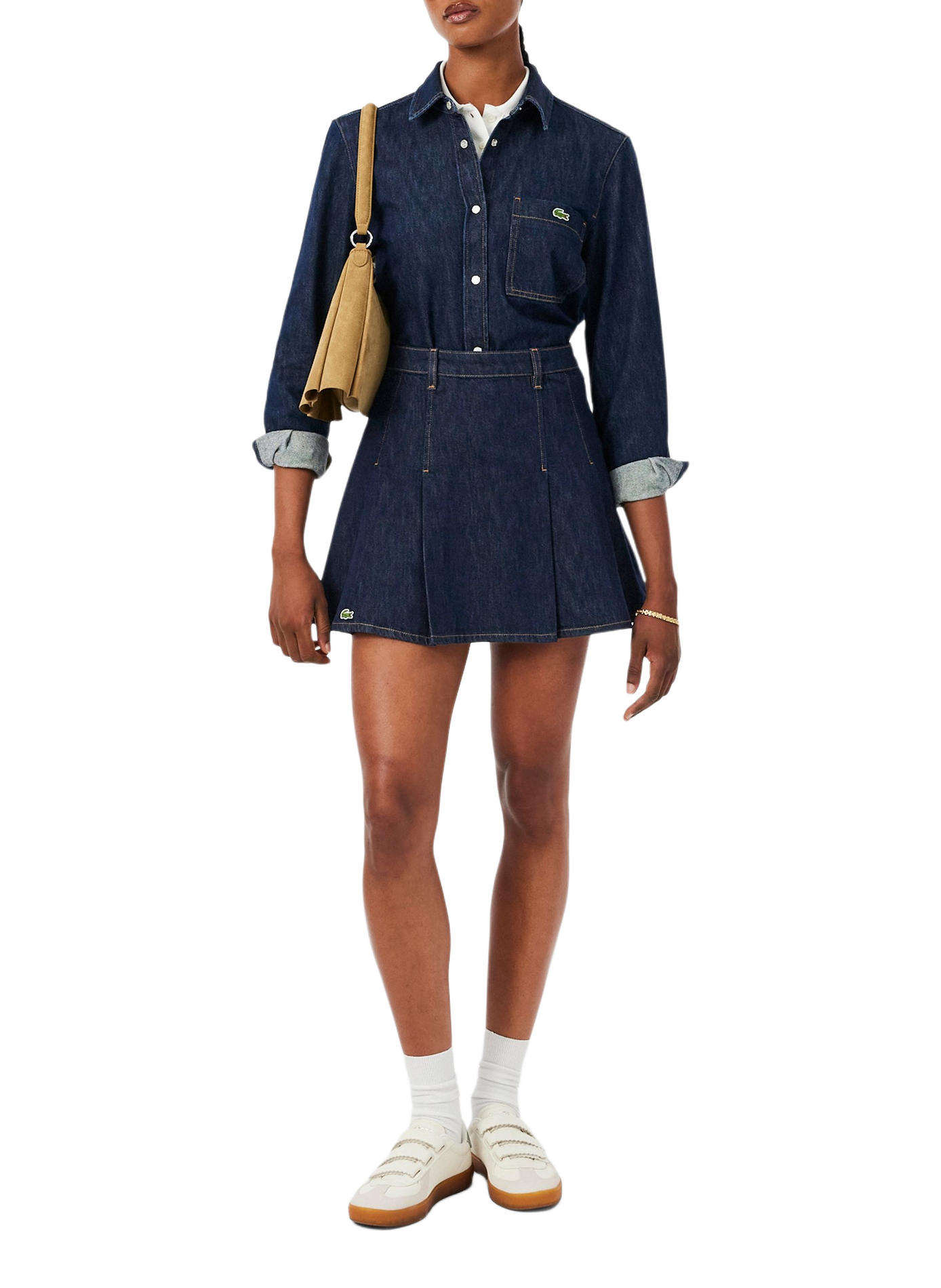 Straight denim shirt with a classic collar in cotton LACOSTE Blue